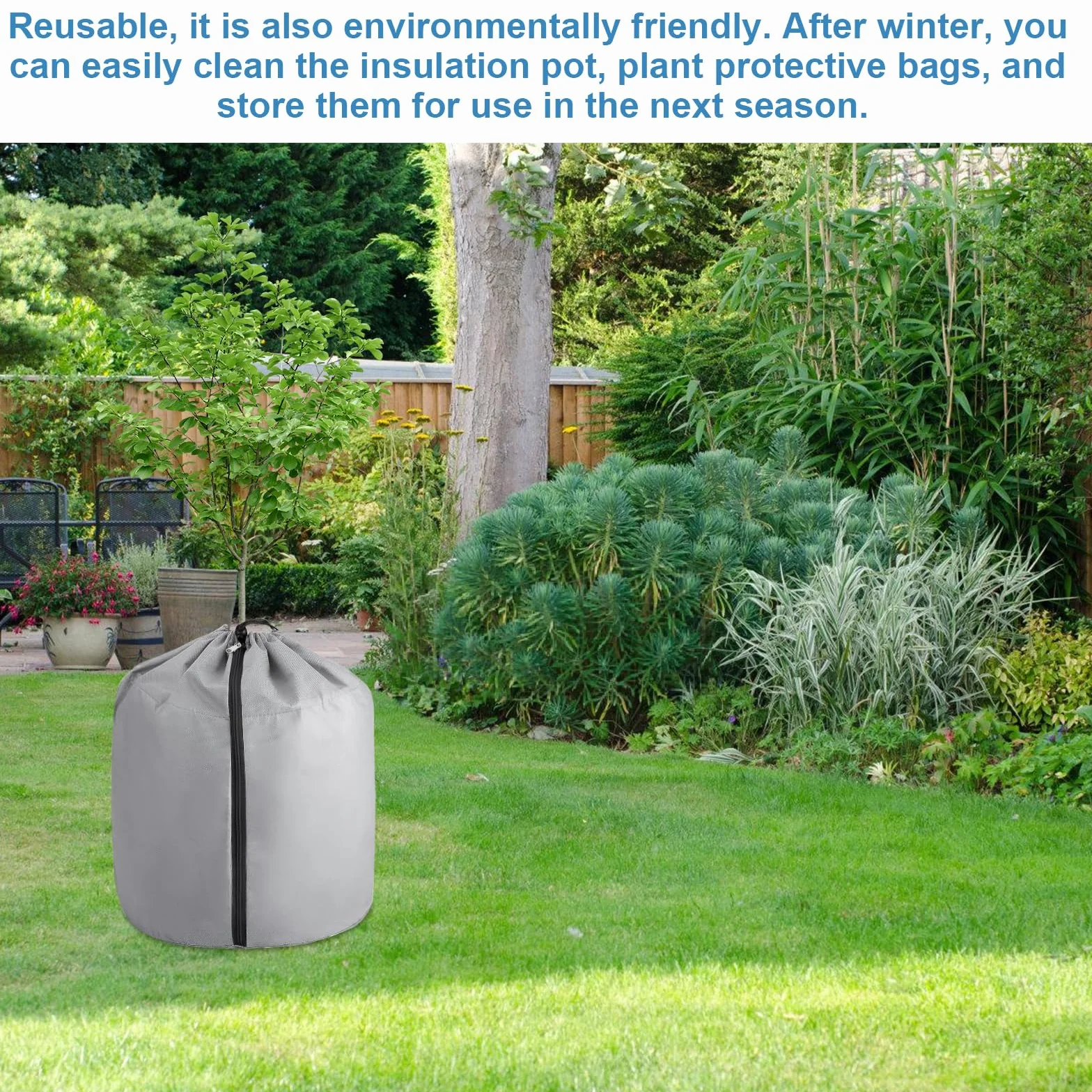 Protection thermique pour plantes 2 pièces 35x40 cm Pots de protection hivernale avec cordon de serrage et fermeture éclair