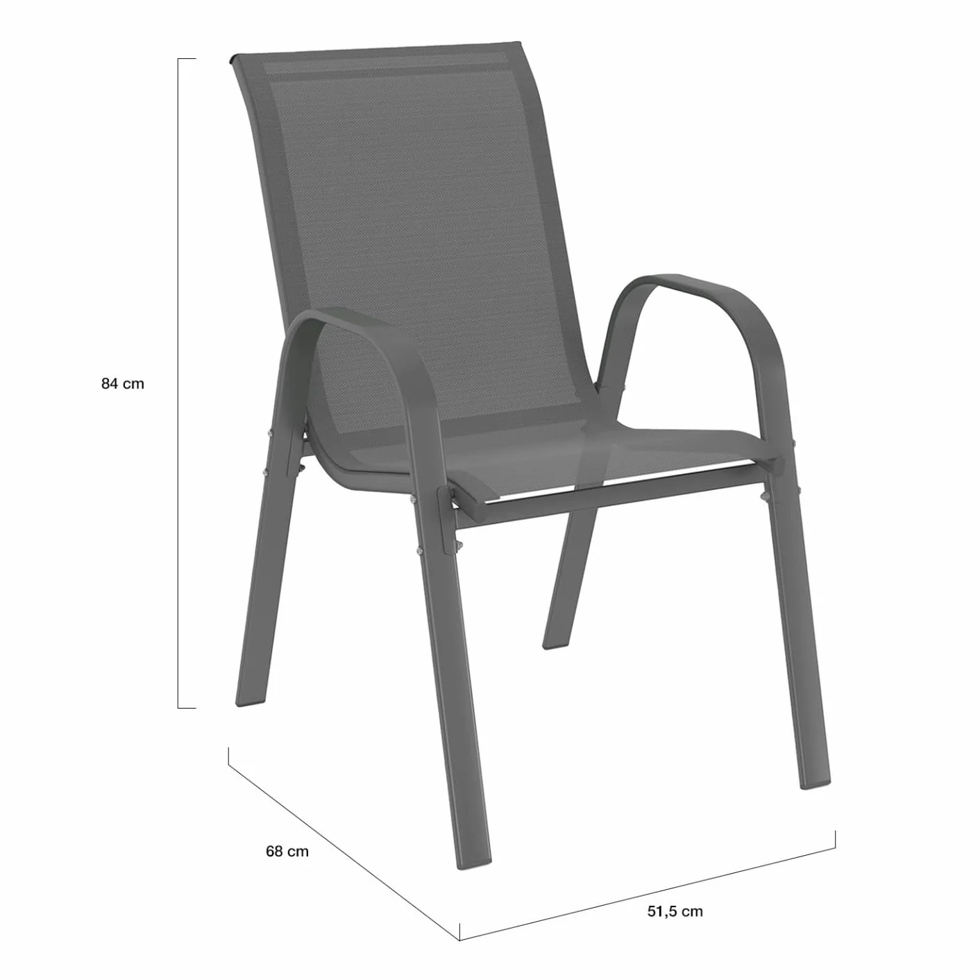 Salon de Jardin Madrid Table Extensible Gris Anthracite 135-270 CM 12 Chaises Empilables