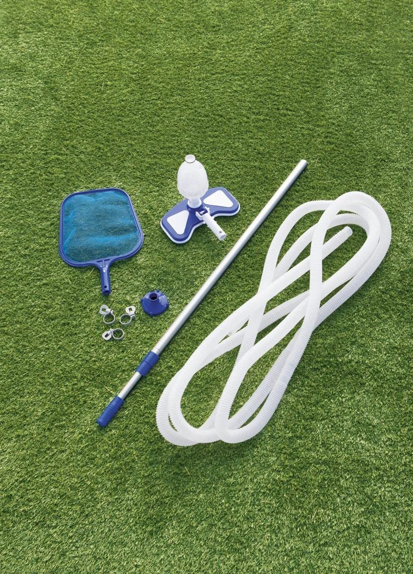 Bestway Kit de Nettoyage pour Piscine, Aspirateur, Épuisette, Tuyau, Manche Alu 4 x 60 cm