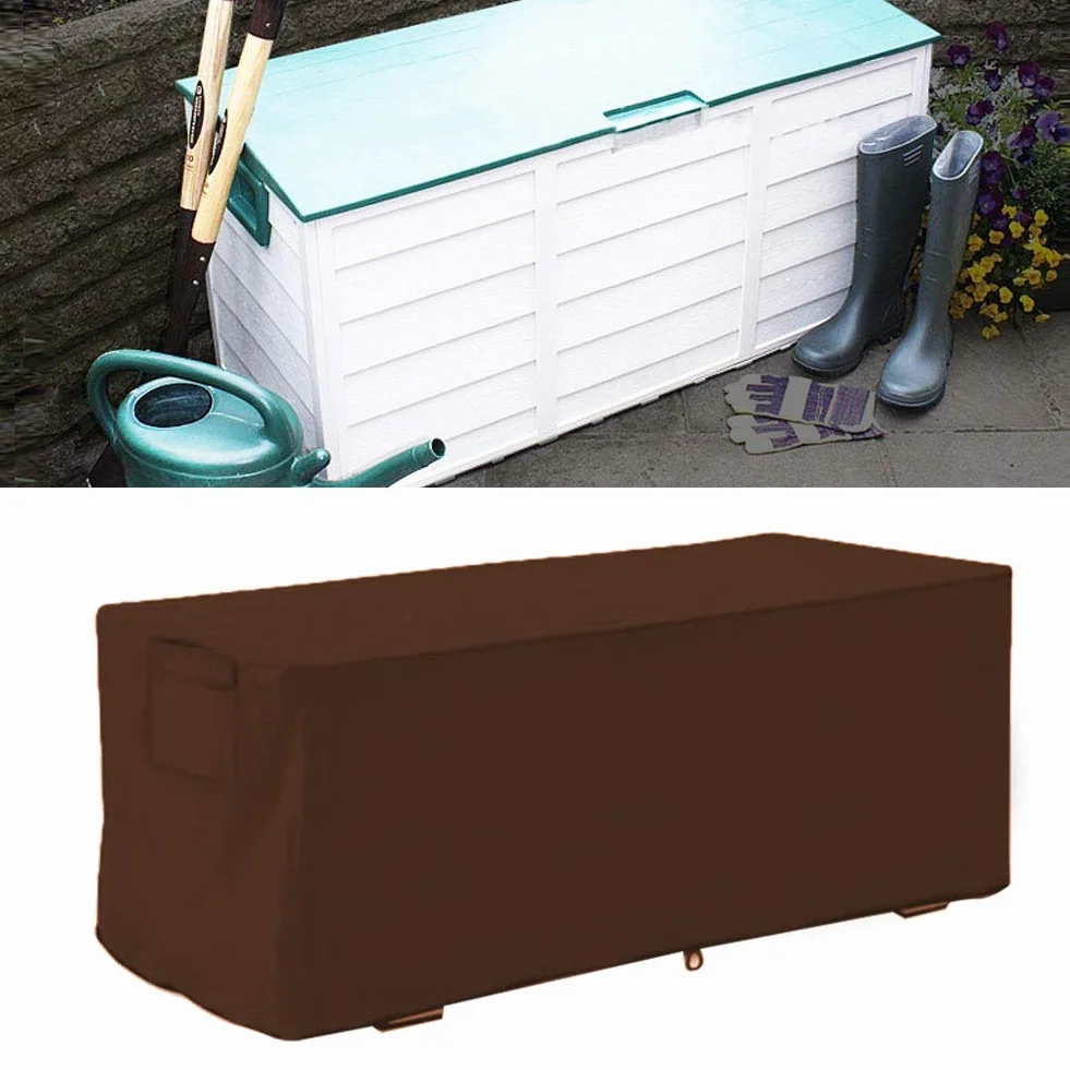 Wakects Housse de Protection pour Coffre de Rangement Extérieur, Imperméable, 123 x 62 x 55 cm, Café