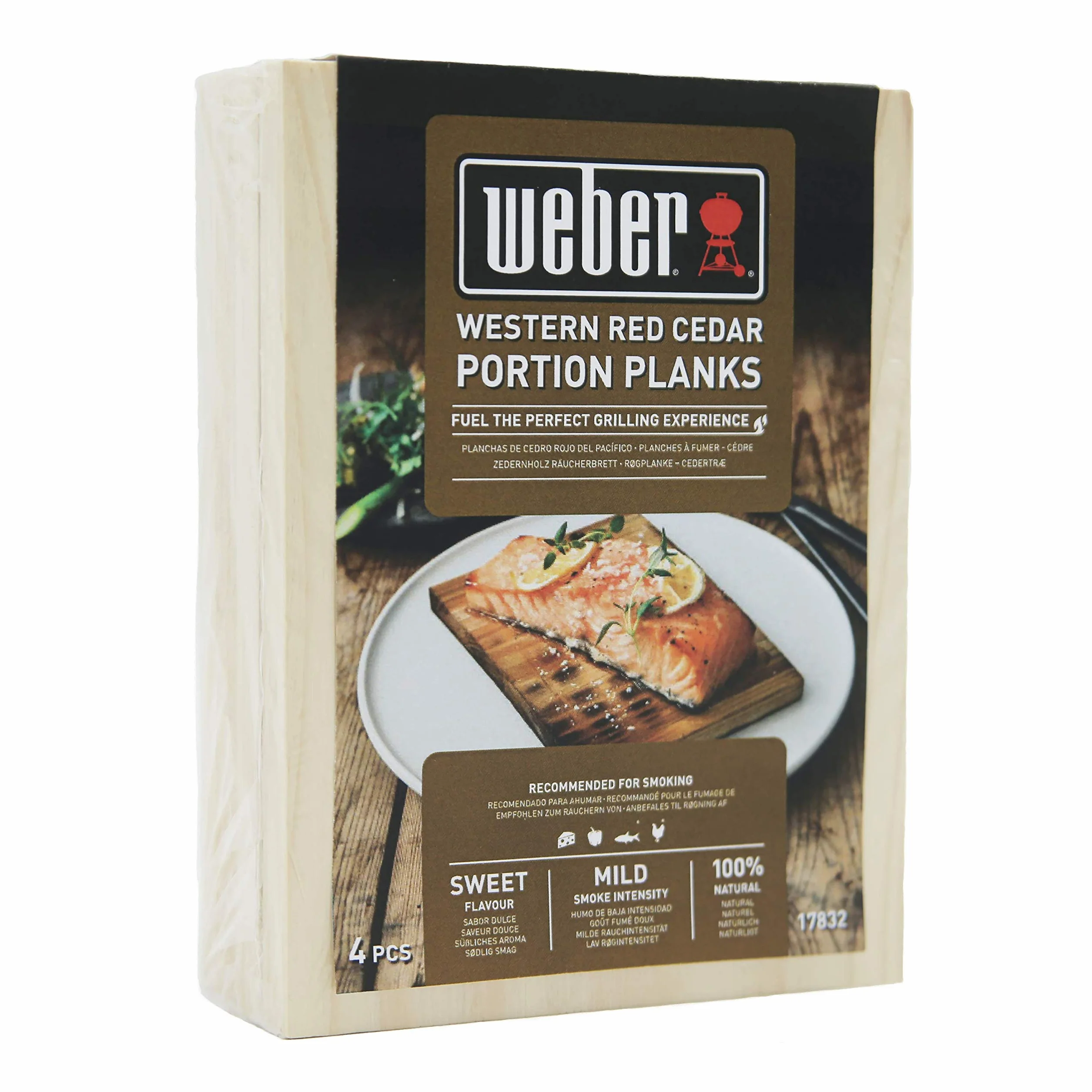 Weber Planches de fumage en cèdre rouge Western petit 1,1 x 11 x 15 cm lot de 4
