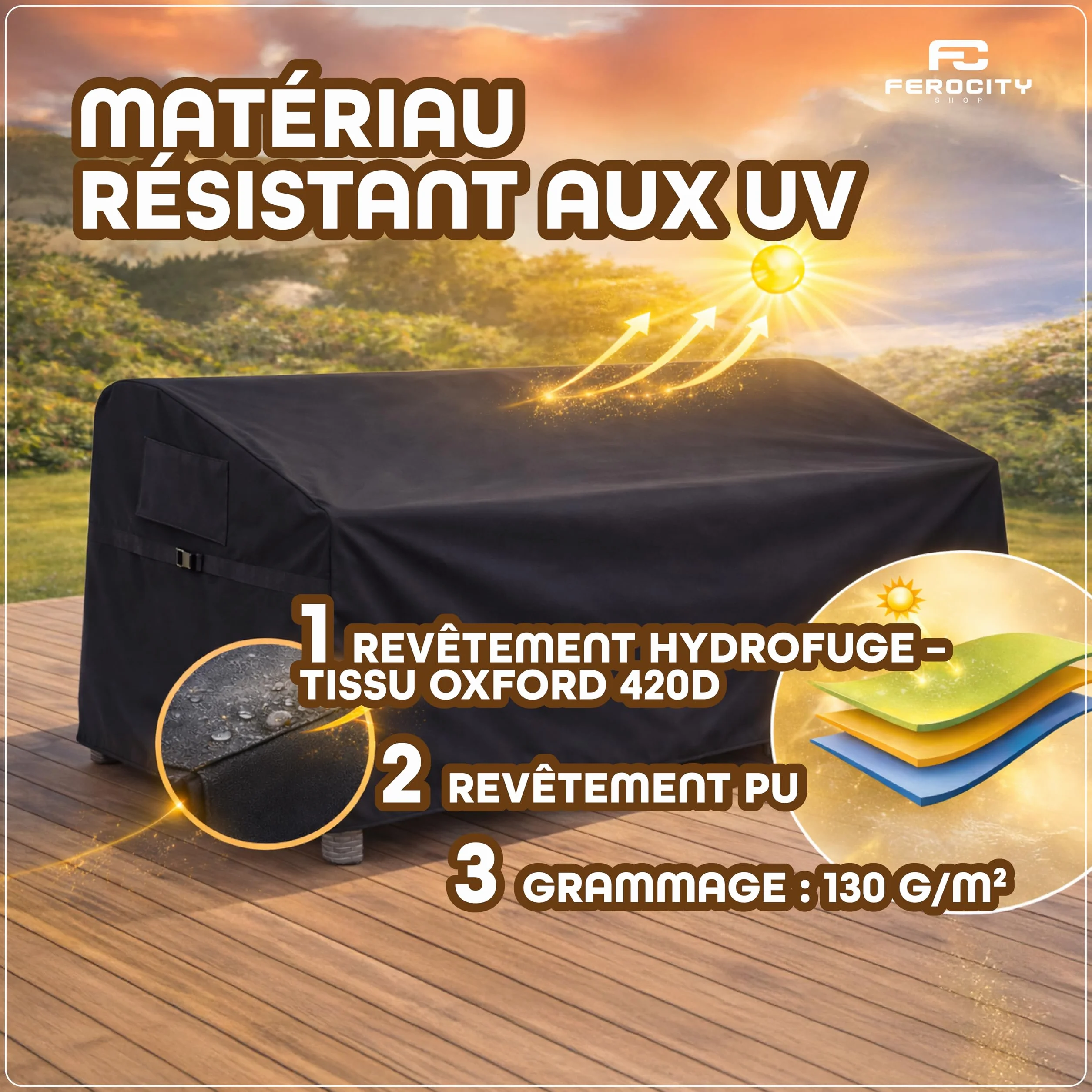 Housse de protection sur mesure pour banc de jardin respirante coupe-vent 2/3/4 places robuste