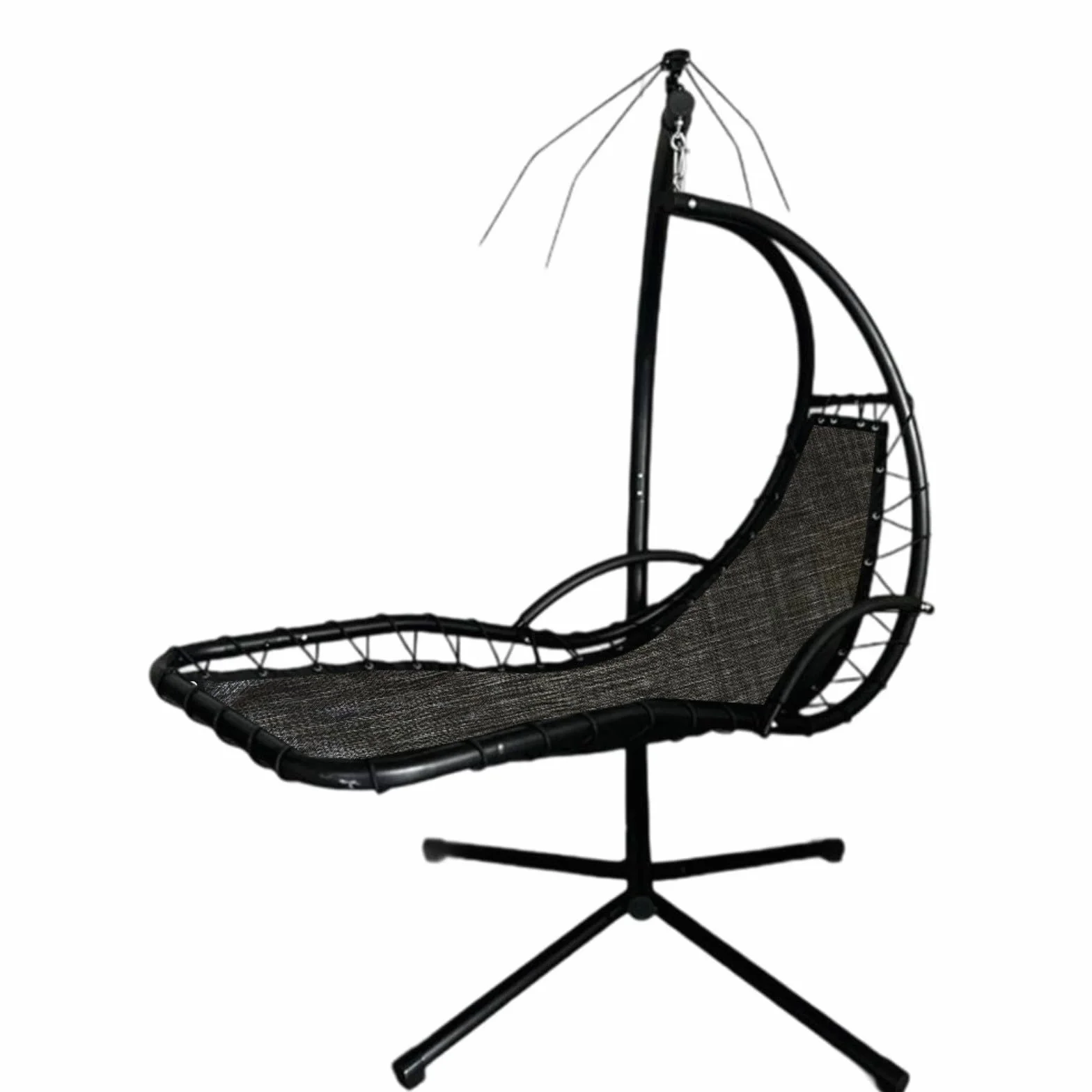 Balancelle de rechange tissu textilène 64 x 197 x 23 cm grise noire 1 pièce