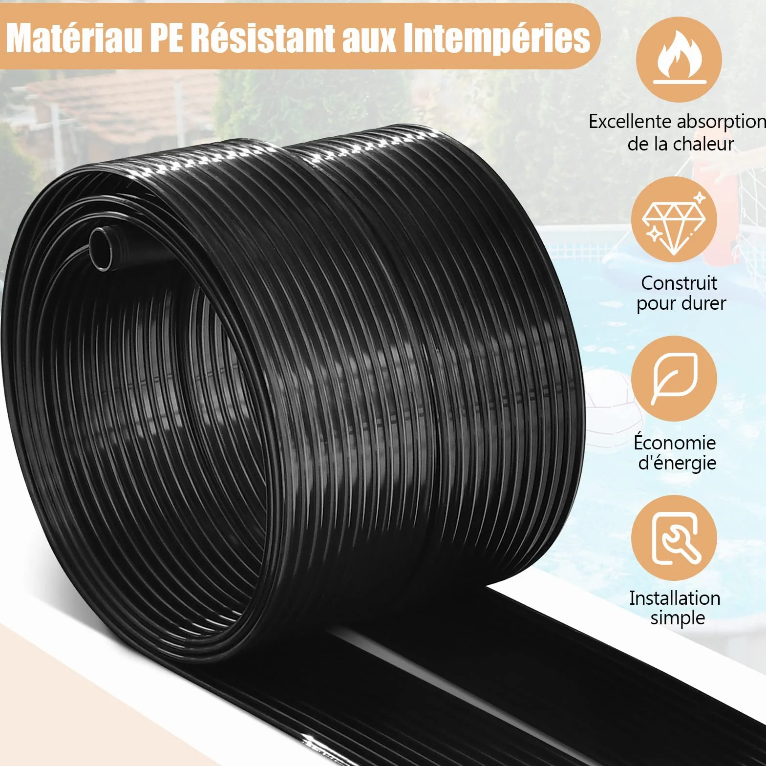 COSTWAY Chauffage Solaire pour Piscines 2 Panneaux 300x75 cm