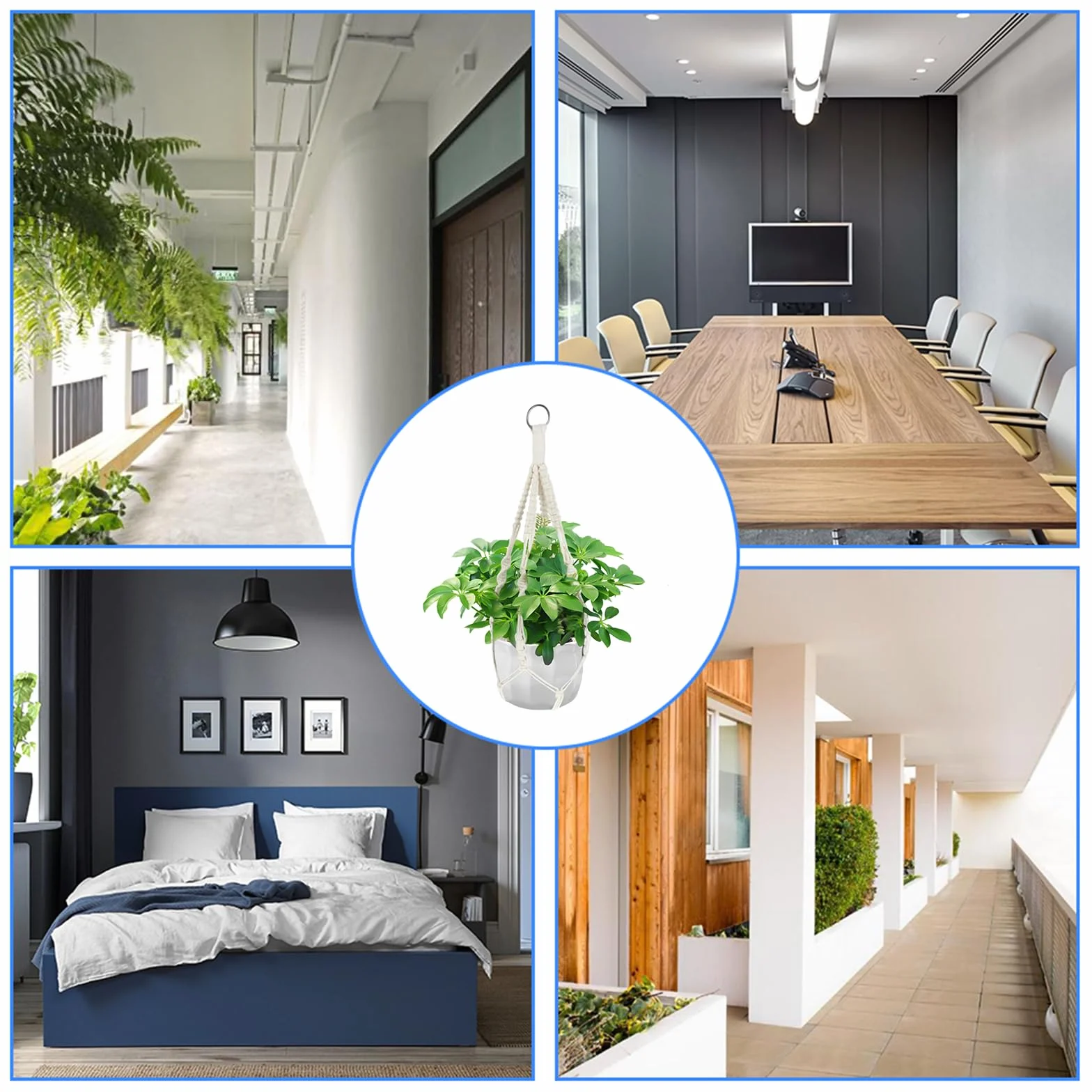 Suspension Plante Intérieure 50 cm Macramé Panier Corde Coton Décoration Maison