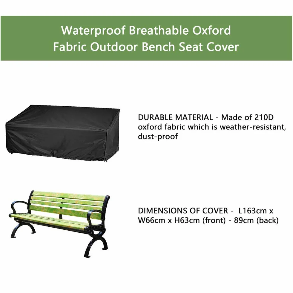 Housse de protection pour banc de jardin 2/3/4 places imperméable anti-UV avec cordon de serrage