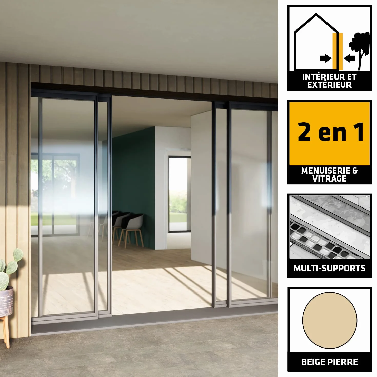 SIKA - Mastic silicone de construction - SikaSeal-110 Menuiserie & Vitrage beige pierre - Joint de menuiserie/vitrage - Extérieur/intérieur - 300 ml