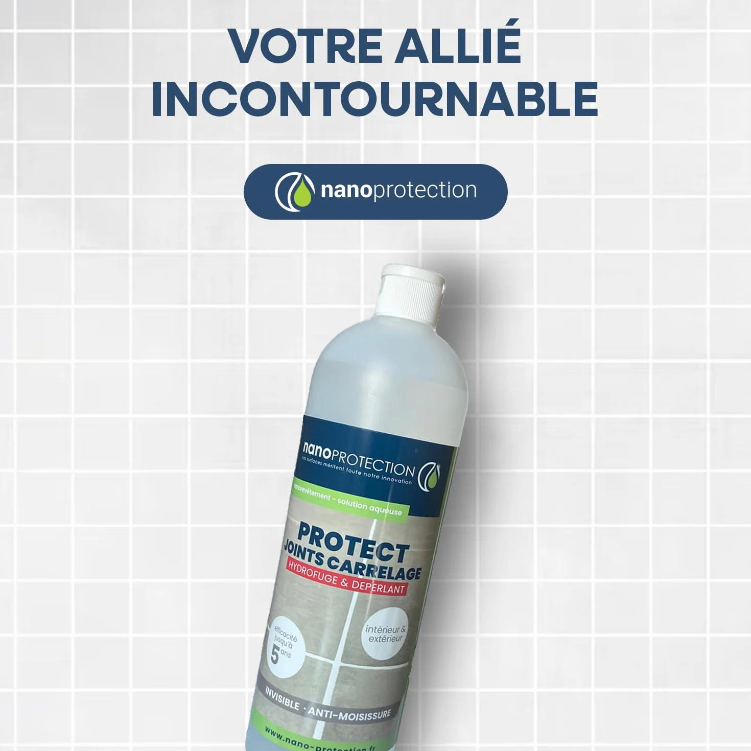 NANOPROTECTION Traitement Hydrofuge Joints De Carrelage 250 ml, Imperméabilisant Haute Efficacité Jusqu’À 25 m², Pour Douche Cuisine Et Sols Carrelés, Protège Les Joints
