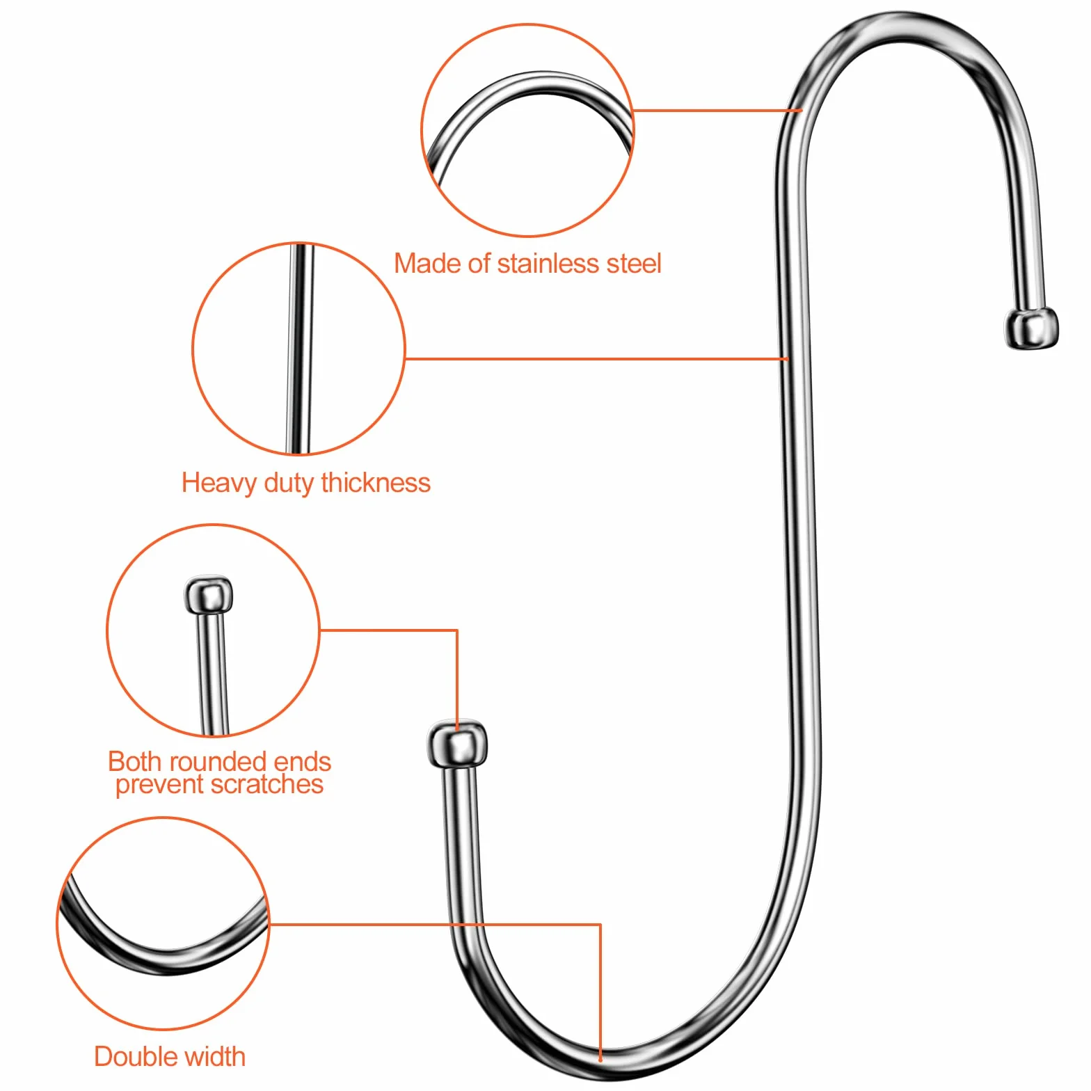 Crochet S Acier Inoxydable Lot de 10, Crochet Double Métal Robust pour Suspendre Tasses Vêtements Pots Bols Cuisine Jardin