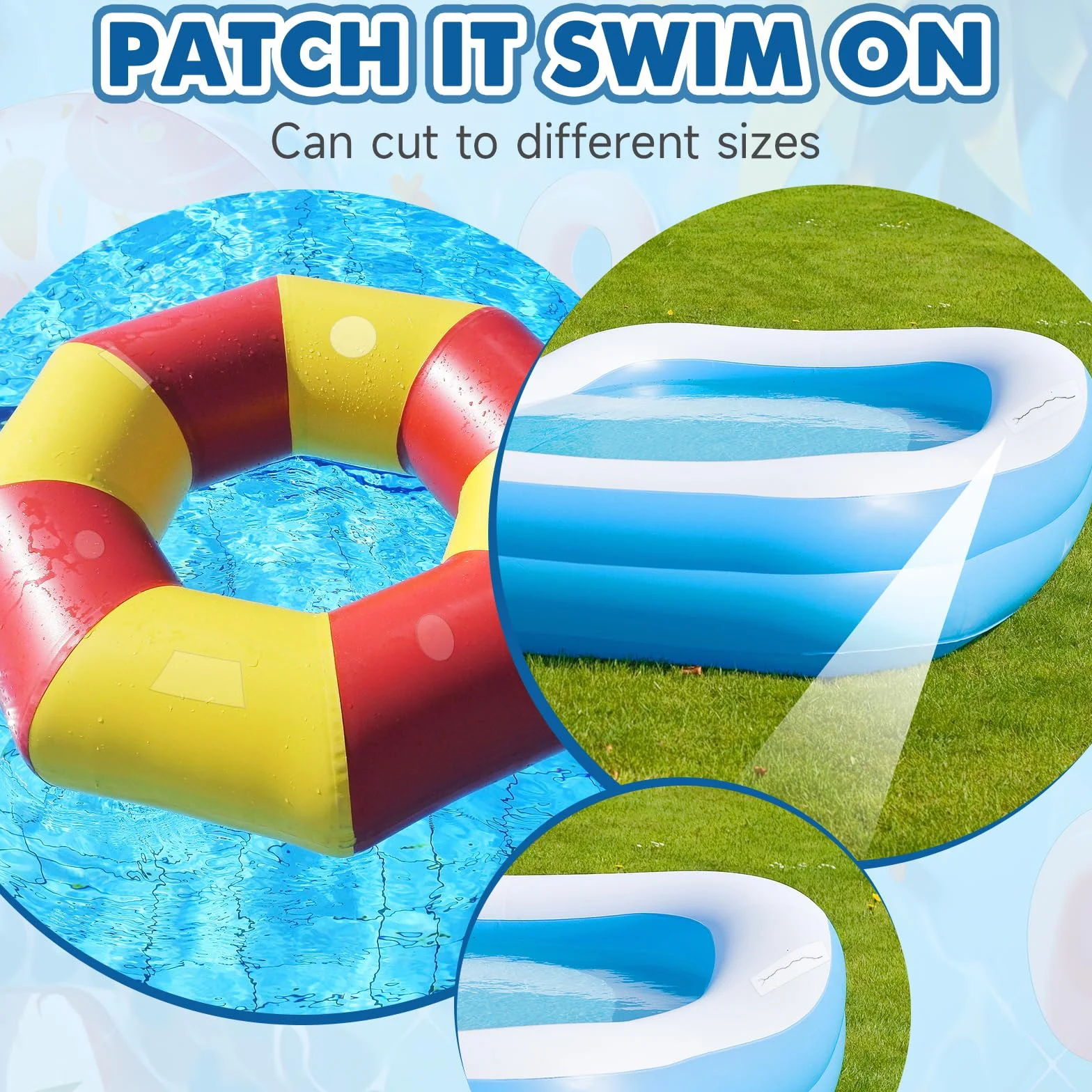 Kit Réparation Piscine Ruban Adhésif Etanche Patch Liner Auto-Adhésif 10x150cm