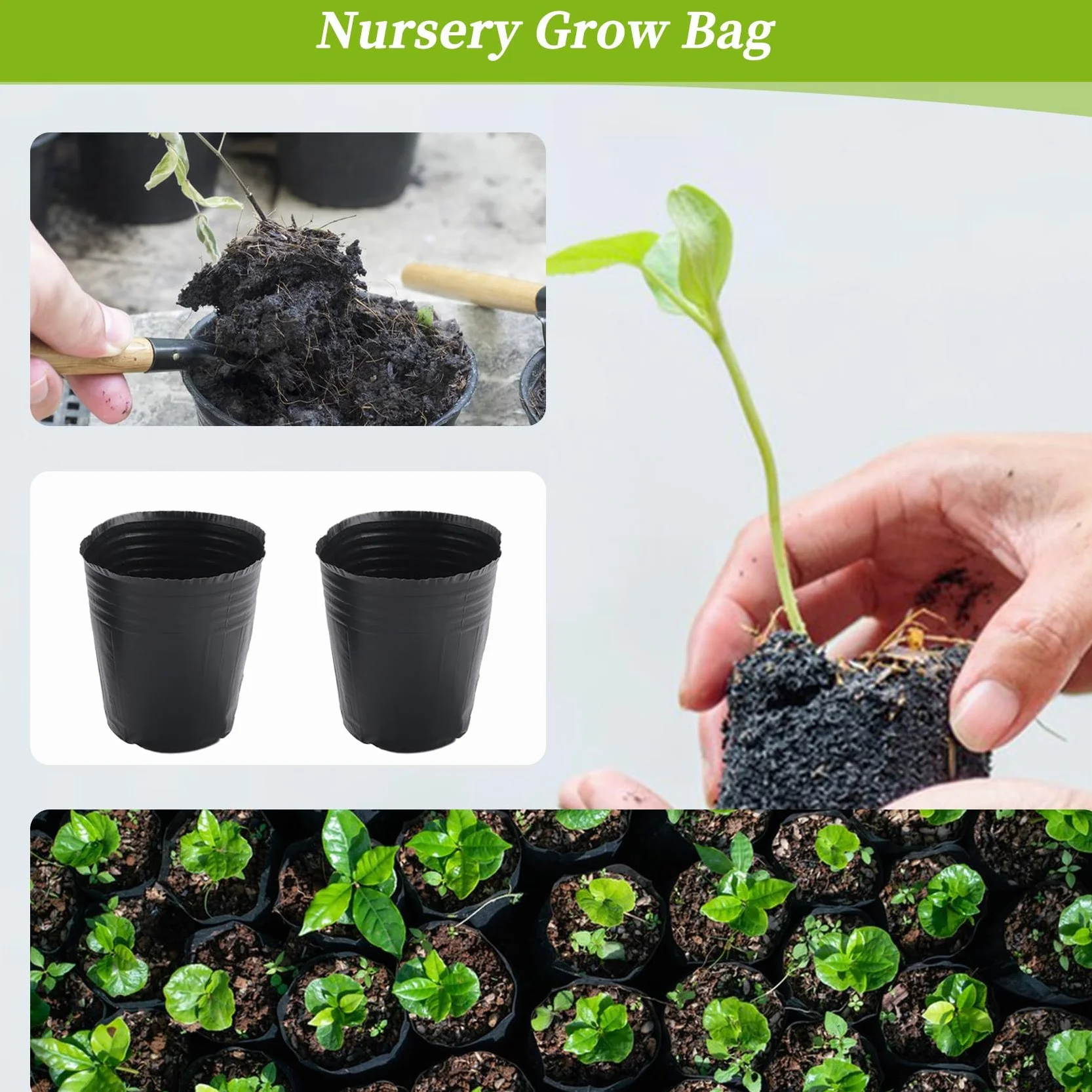 Pot de Pépinière en Plastique 8cm x 8cm Conteneur de Propagation de Plantes 500 Pièces