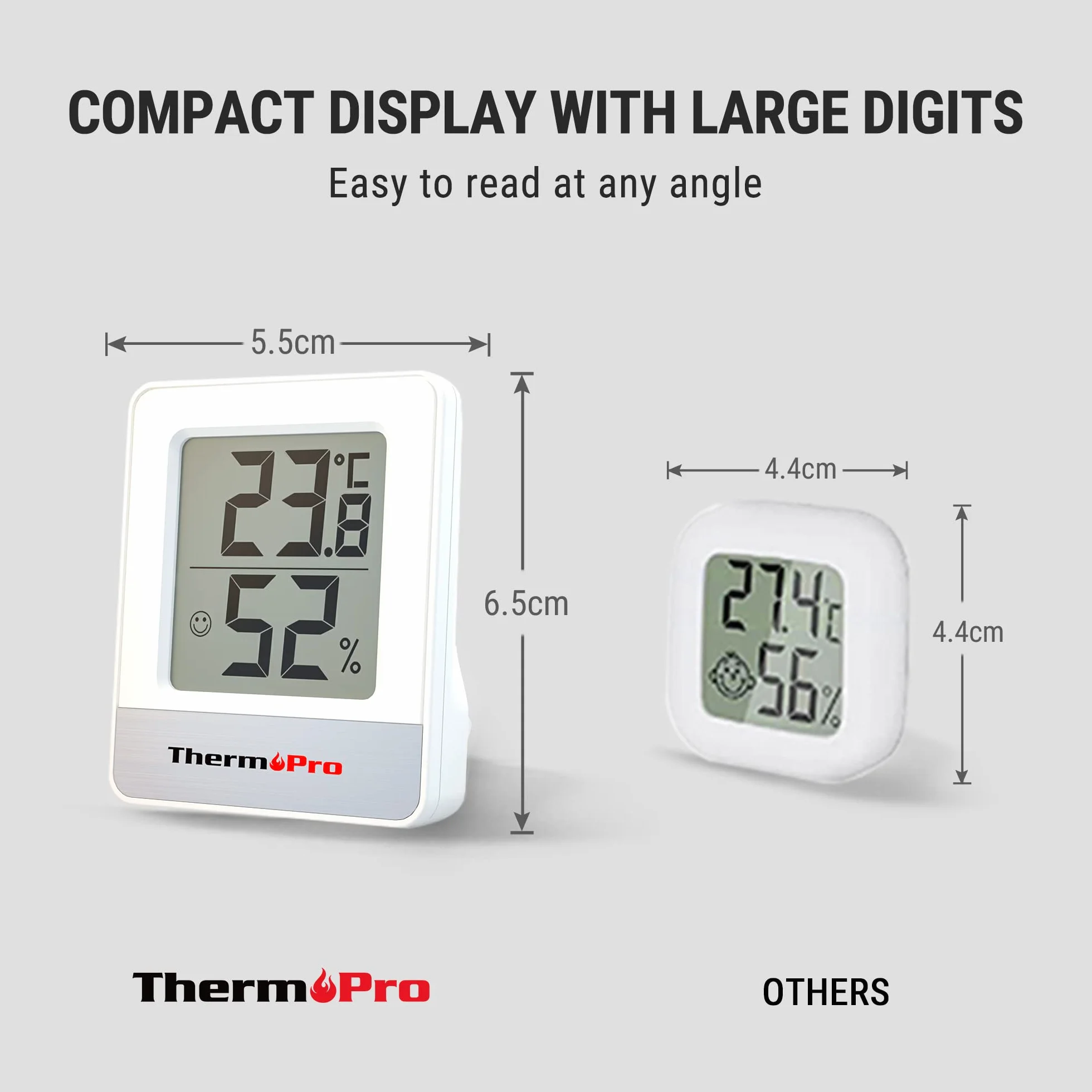ThermoPro TP49-2 Hygromètre Numérique Thermomètre Intérieur Moniteur Température Humidité 2 Pièces