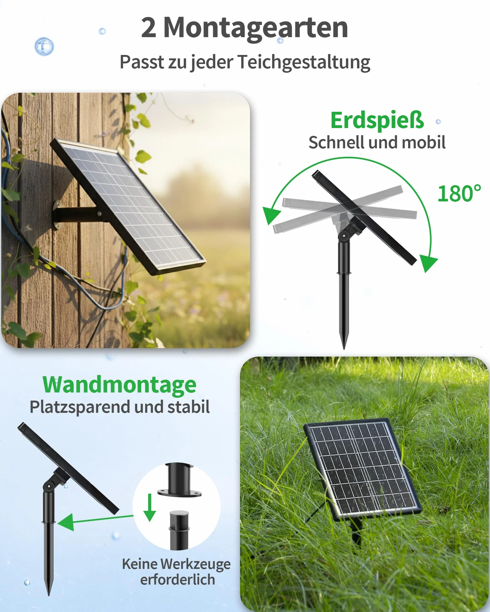 POPOSOAP 8W Aérateur Solaire pour Étang avec Pompe à Oxygène Solaire