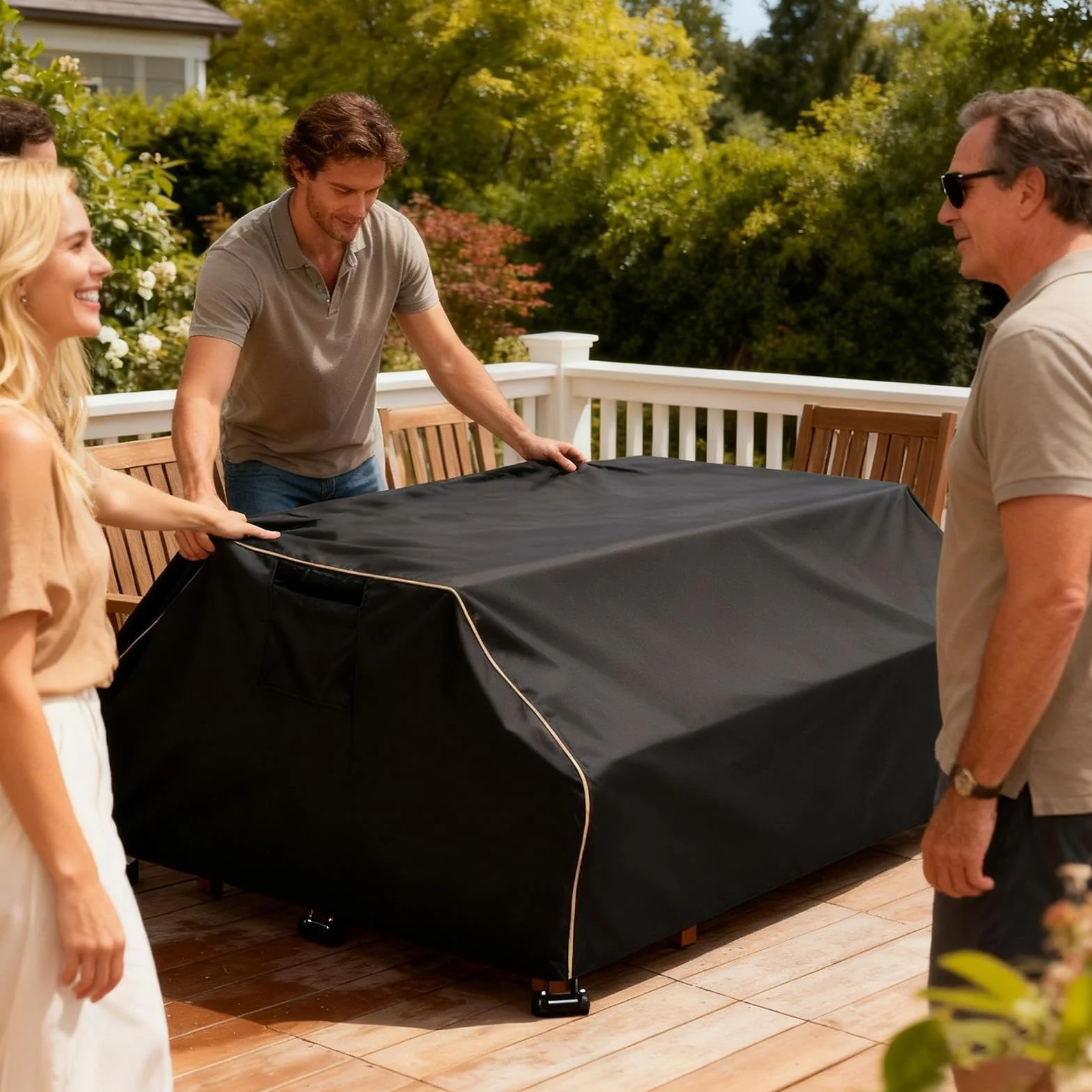 Housse de table pique-nique imperméable toile robuste extérieure pour jardin terrasse camping