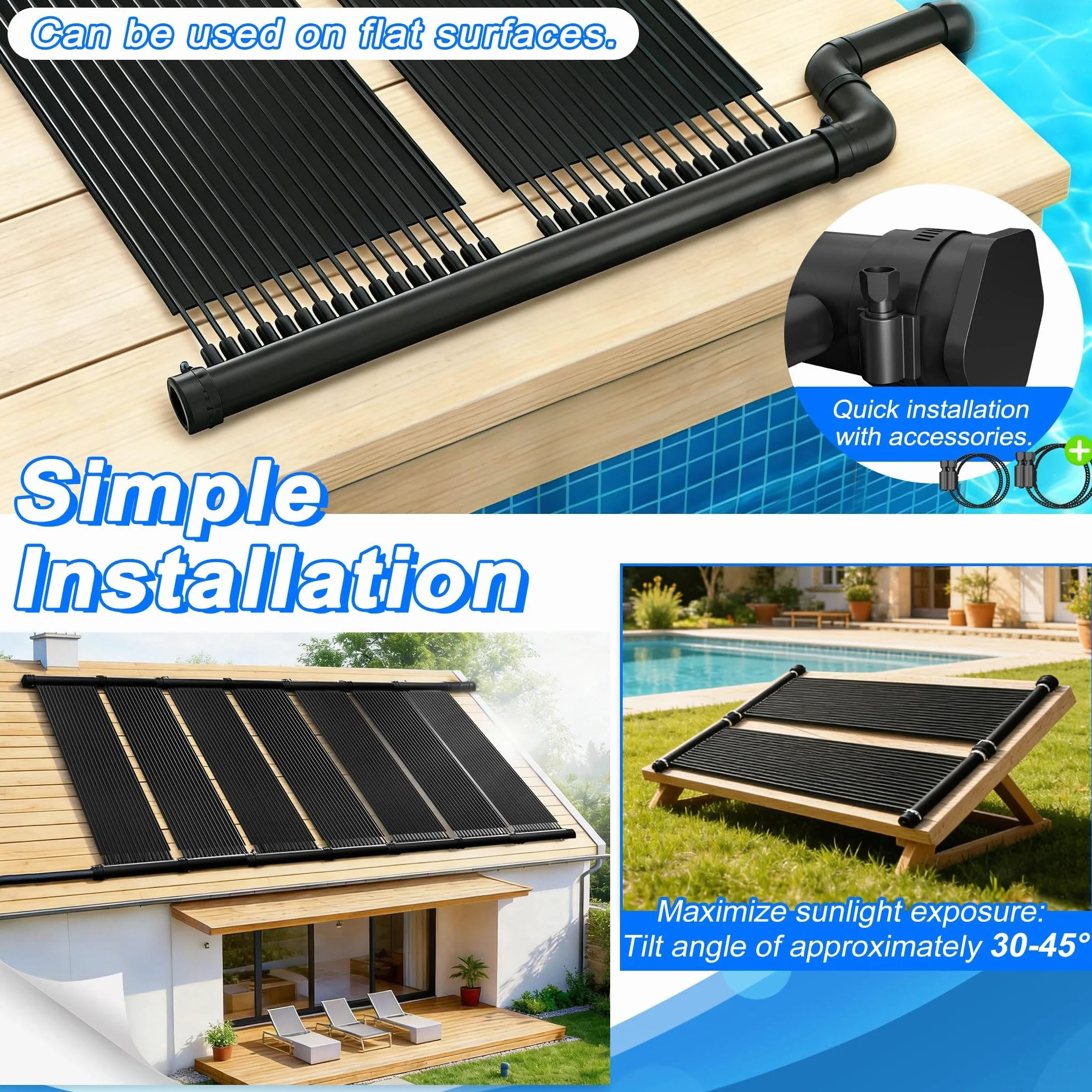 Panneau solaire pour piscine 400x70 cm chauffage solaire plastique résistant aux UV