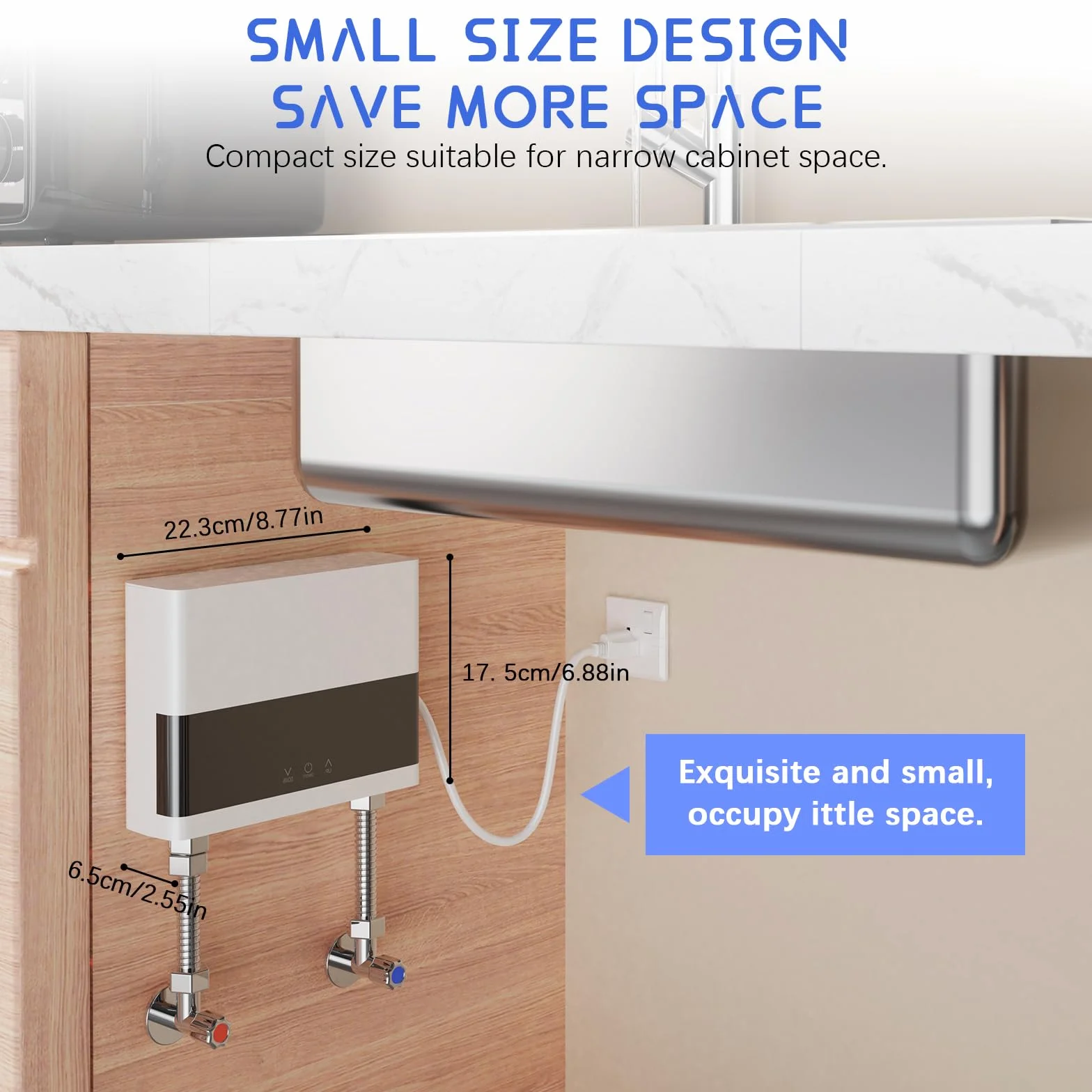 Chauffe-Eau Instantané 6000W Sans Réservoir Économie d'Énergie avec Télécommande LED Blanc