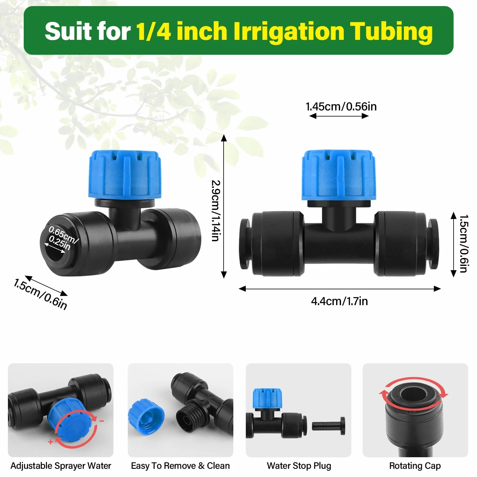 Push-to-Fit Émetteurs d'Irrigation Goutte à Goutte 1/4 Pouce 30Pièces pour Jardin