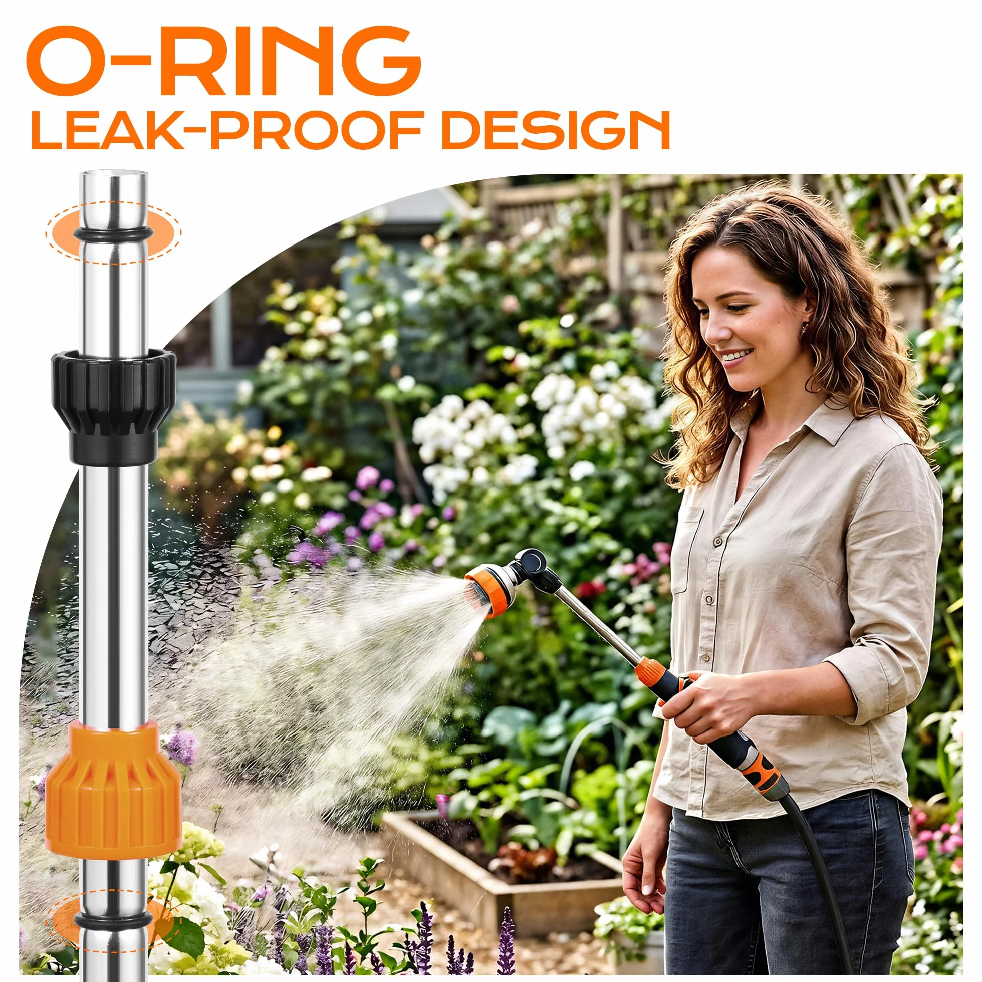 Pistolet Arrosage Jardin 47cm 8 Modes Ajustables Pommeau Pivotant 180° Anti-Fuite