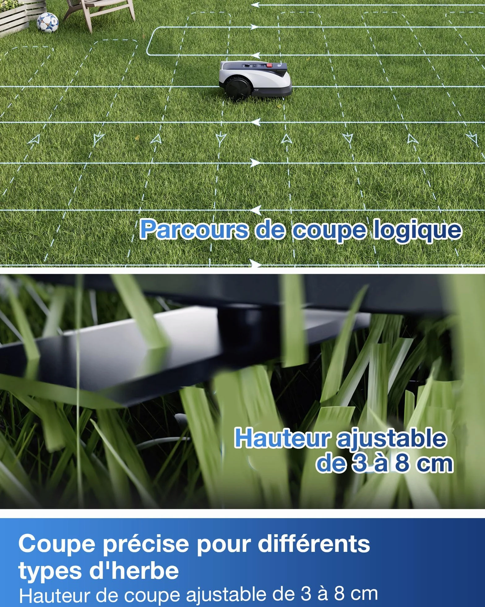 ECOVACS Goat O800 Robot Tondeuse sans Fil 800 m² RTK+Vision Lidar Cartographie Automatique