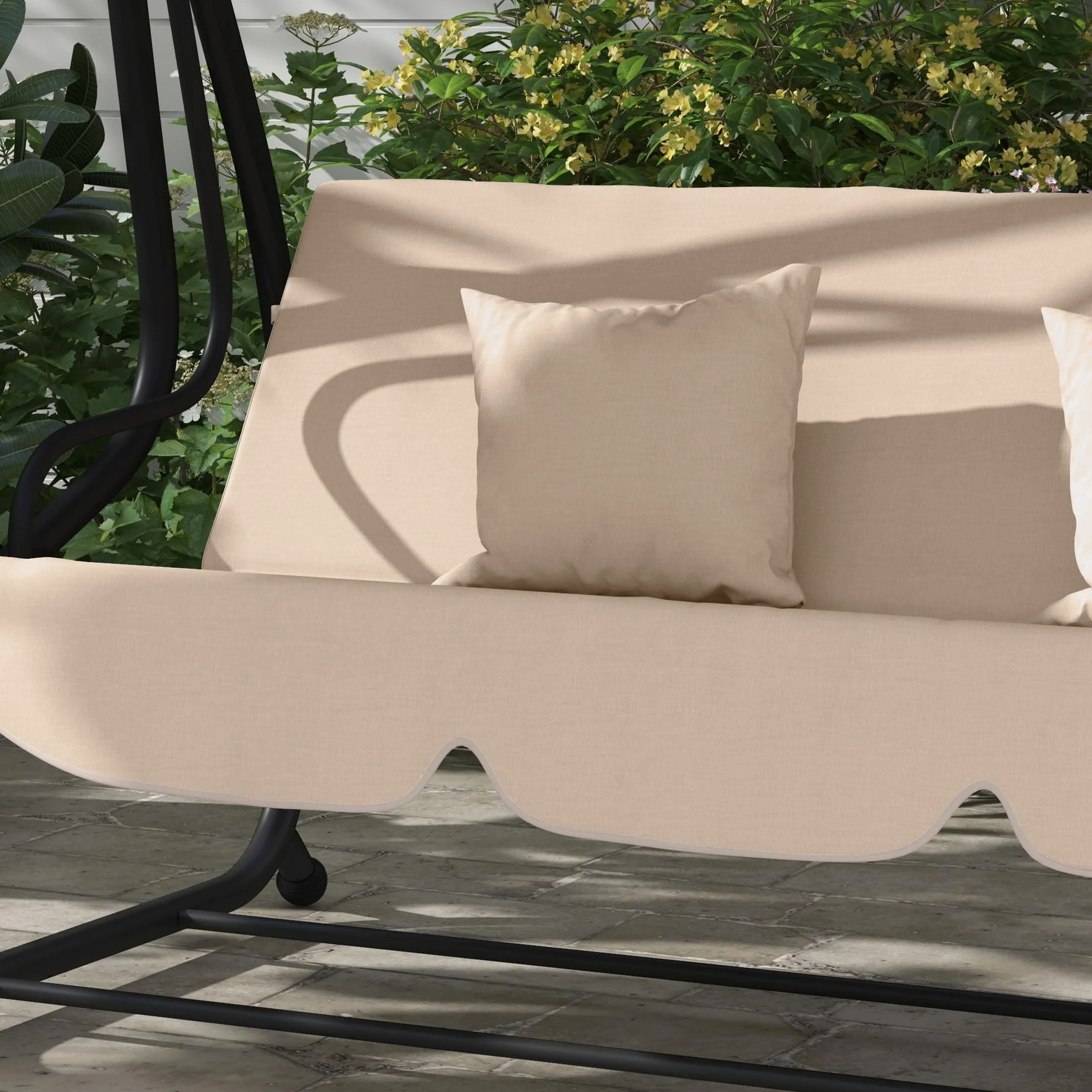 Outsunny Balancelle de Jardin 3 Places Convertible Toit Inclinaison réglable Métal Noir Polyester