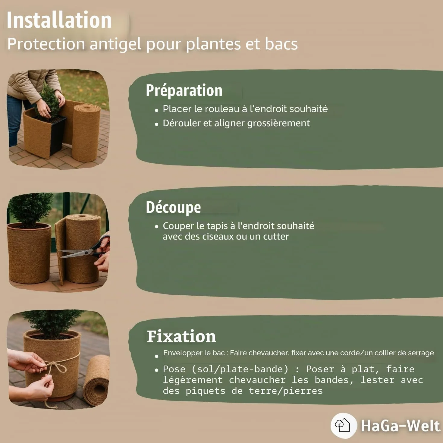 Tapis Coco Protection Hiver Plantes 0,5 m Largeur Vendu au mètre