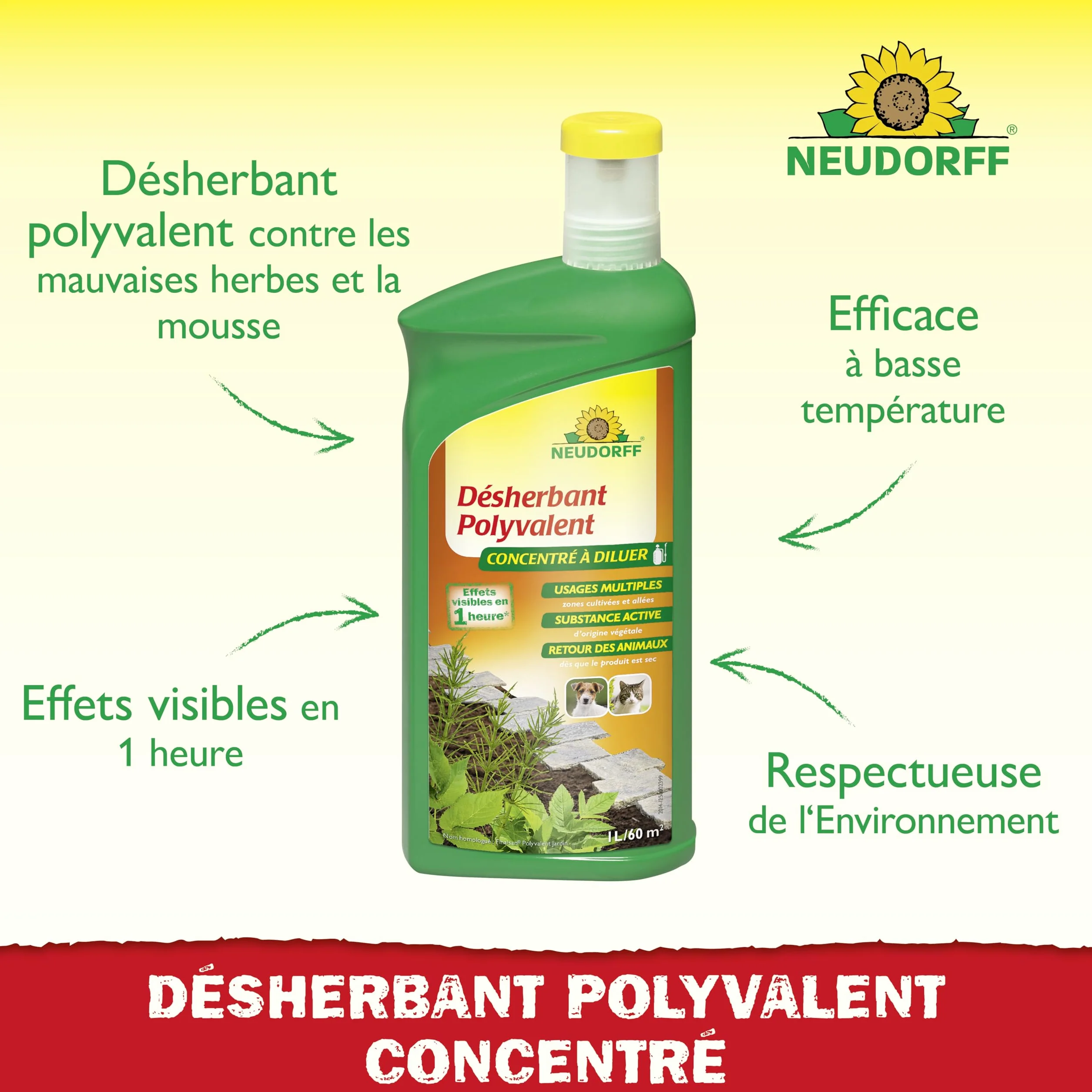 Neudorff Finalsan Désherbant Polyvalent 1 L Concentré Sans Glyphosate 60m²