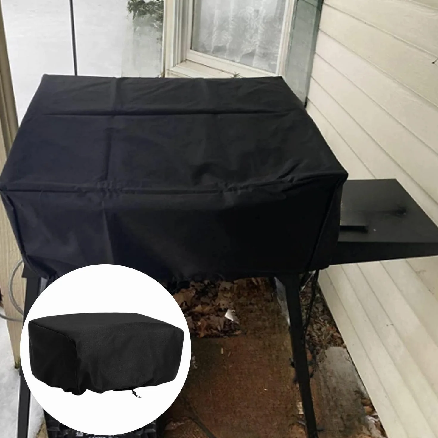 Housse Plancha Extérieur Barbecue 55 x 55 x 27 cm Tissu Oxford Noir Protection Imperméable Anti Poussière Cordon de Serrage