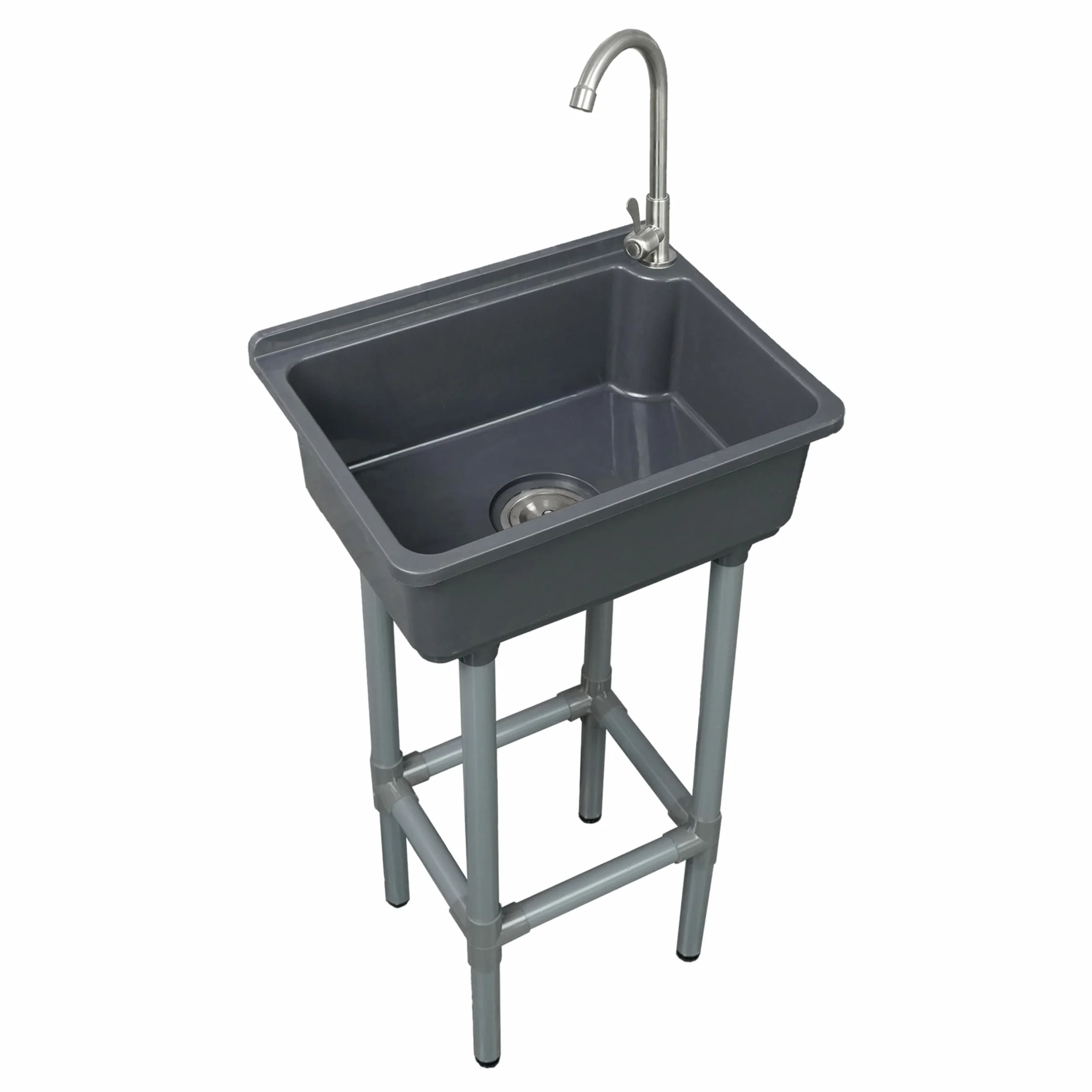 Évier utilitaire mural 42 x 32 cm avec trou de robinet 3,2 cm plastique