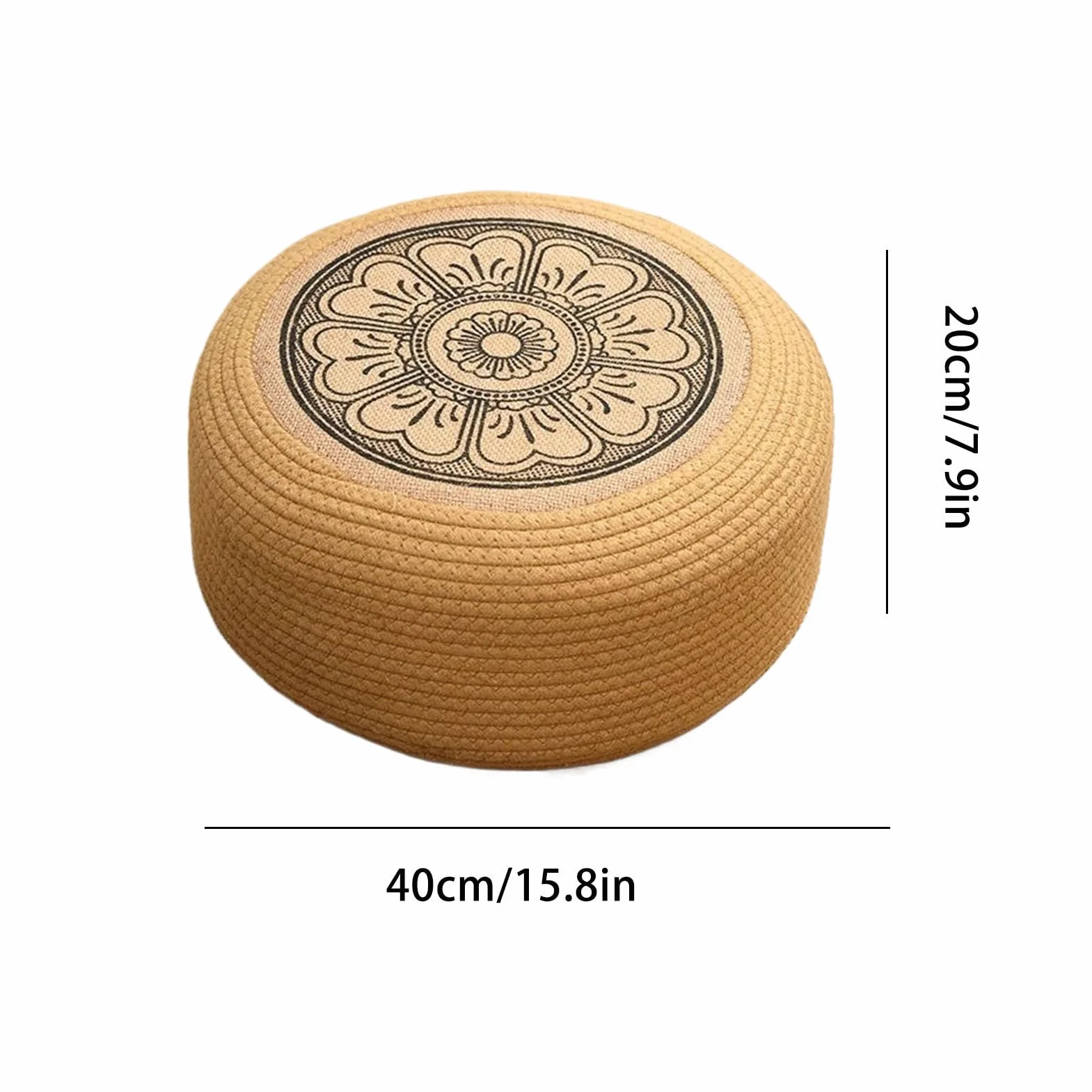 Pouf d'extérieur en rotin imperméable 40 x 40 x 20 cm tatami tissé à la main pour jardin