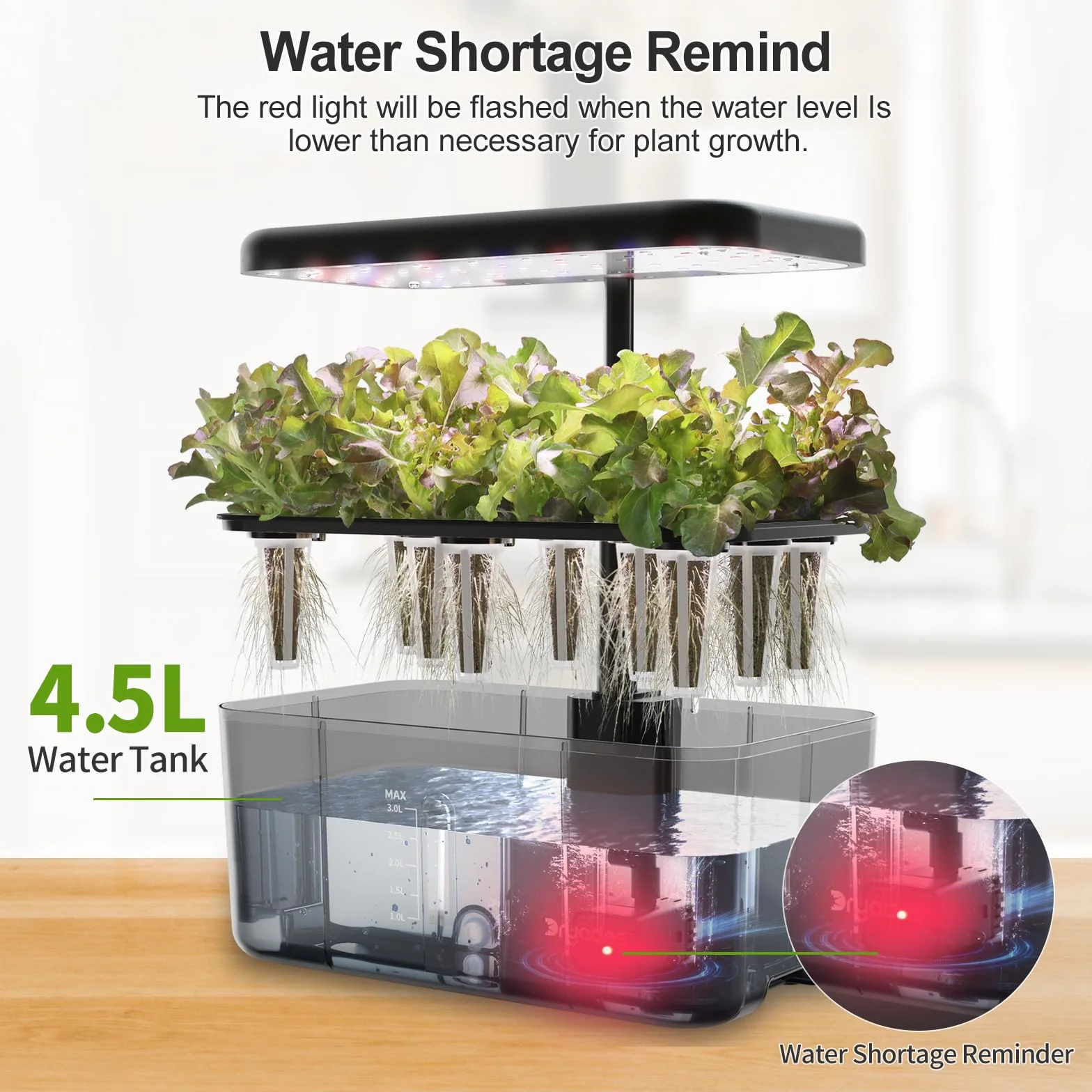Kit de système de culture hydroponique DRYADES 8 bacs avec lampe de croissance LED spectre complet 24W, jardin d'intérieur