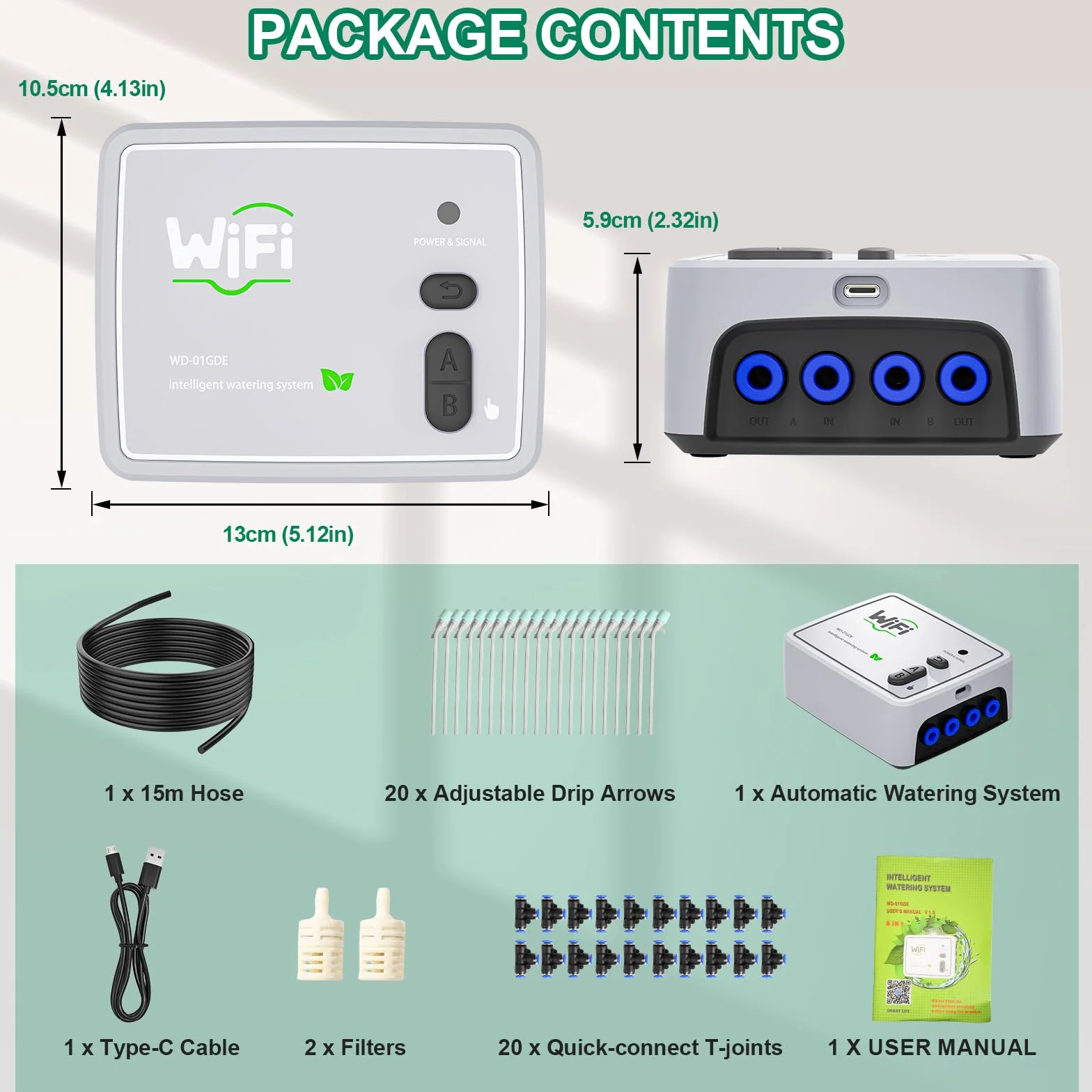 Système d'arrosage automatique double circuit Wi-Fi, kit irrigation goutte-à-goutte intérieur 20 plantes