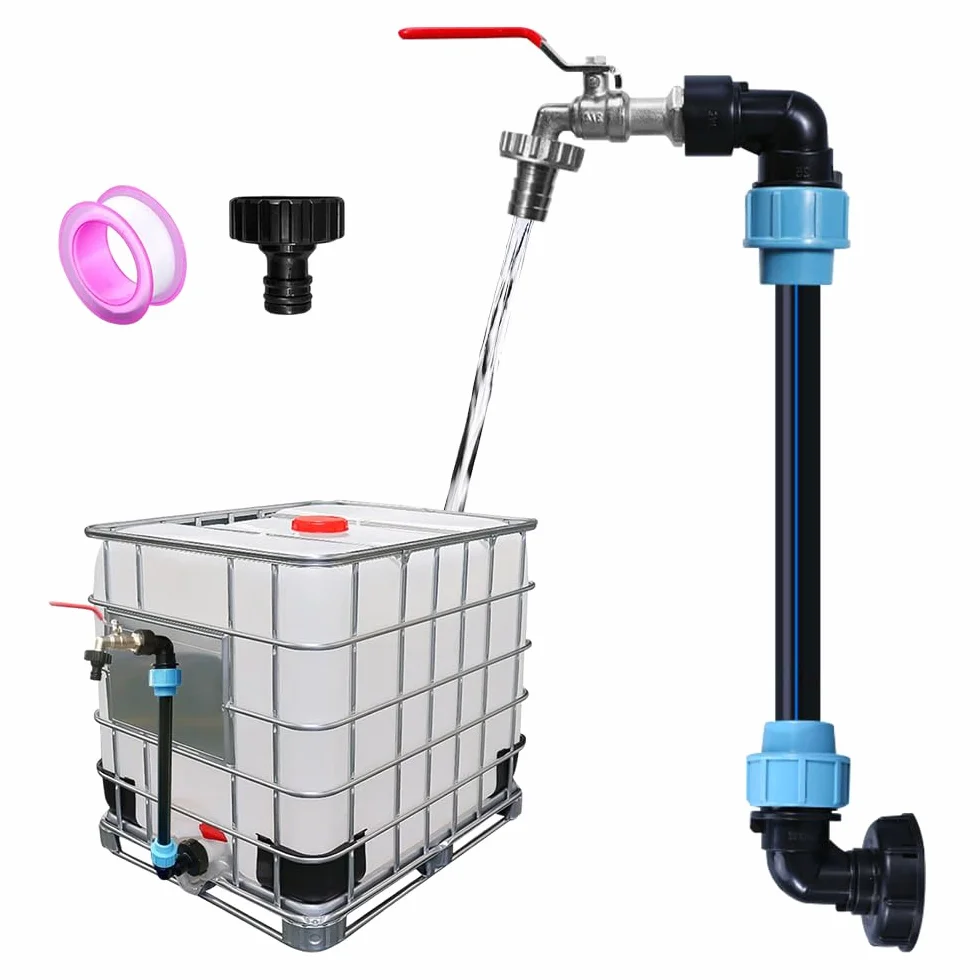 Adaptateur IBC Col de Cygne Laiton Raccord S60x6 3/4 Étanche Robinet Cuve 1000L Plastique