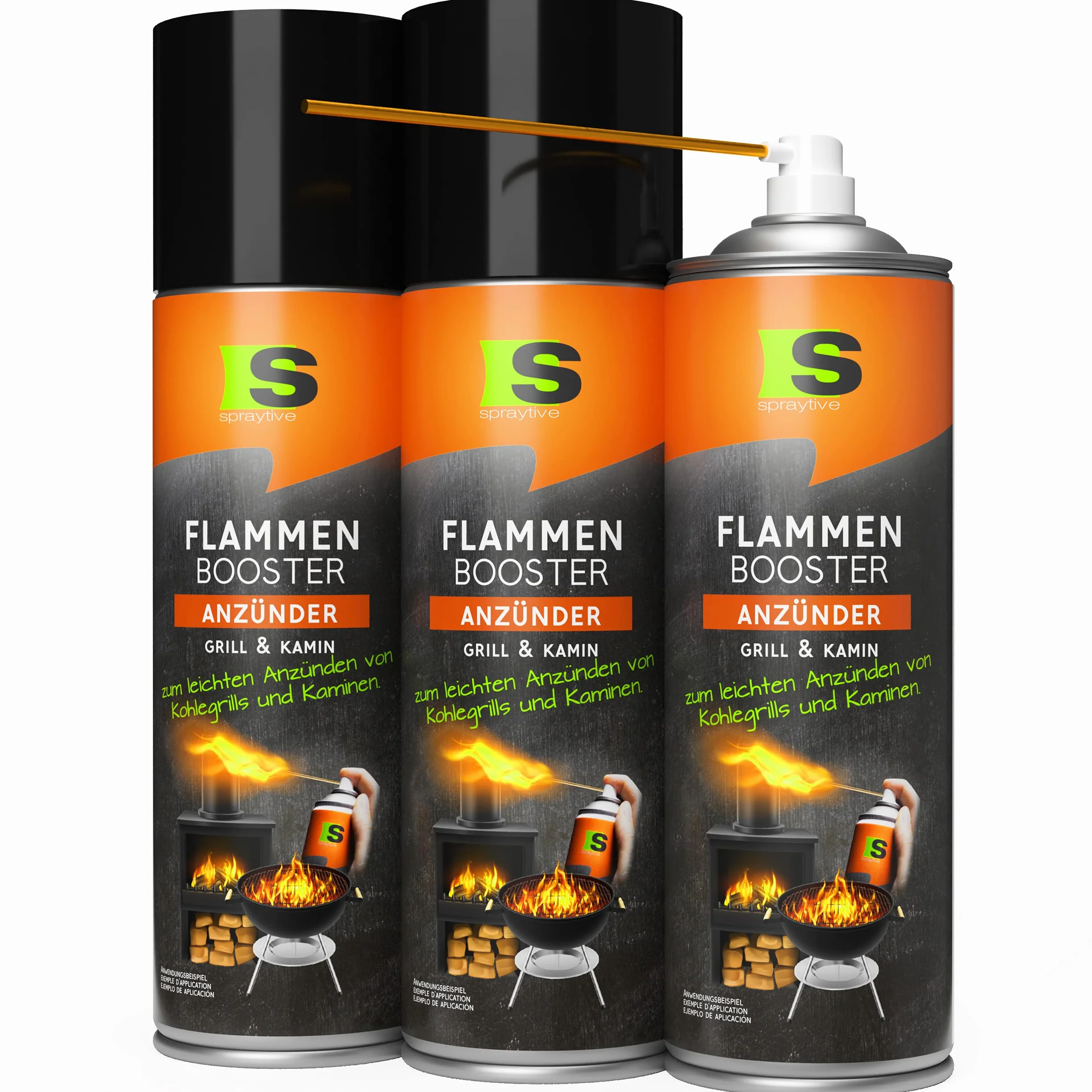 Lot de 3 vaporisateurs 500 ml allume-feu barbecue aide allumage