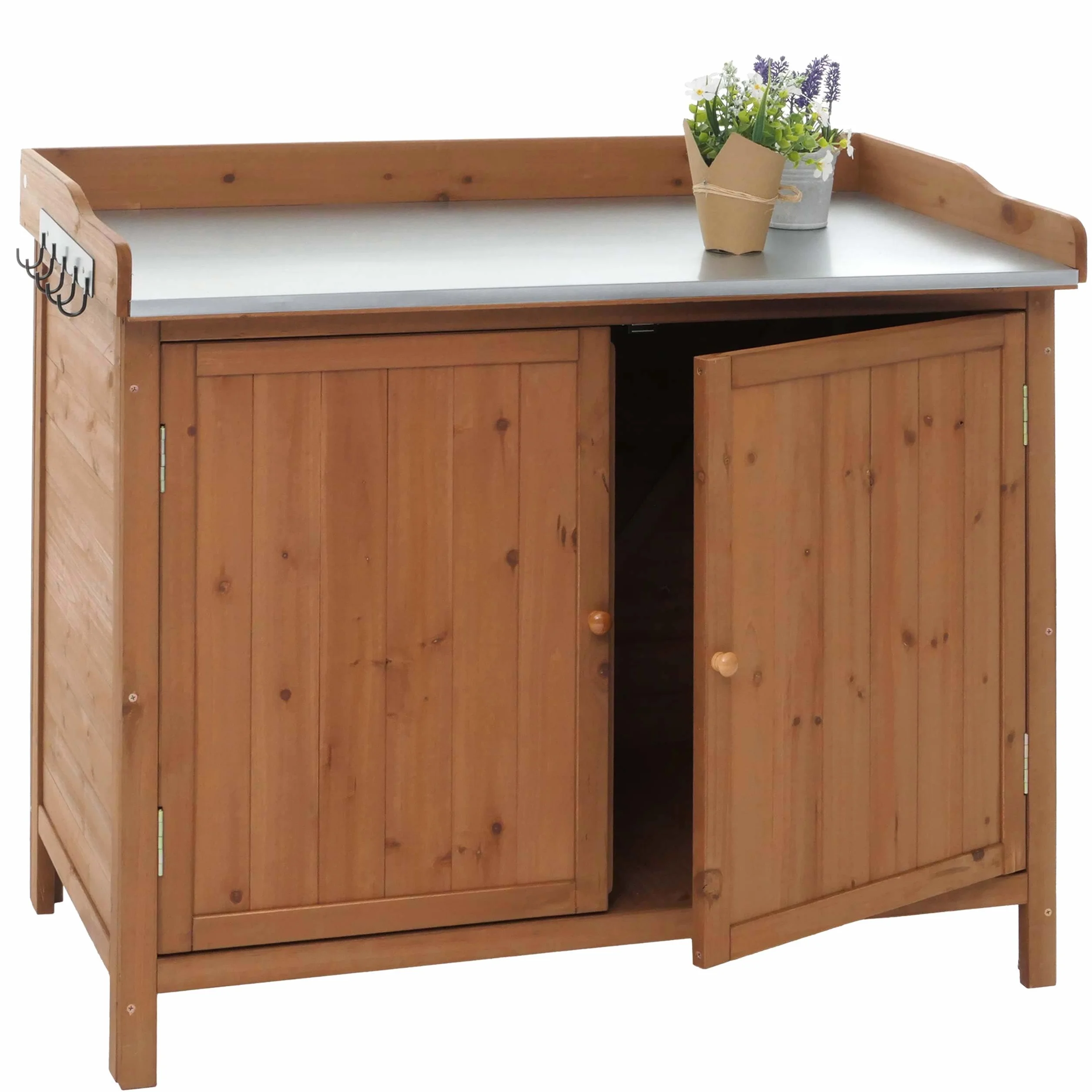 Meuble de Jardin avec Plan de Travail HWC-L69 86x104x52cm Marron