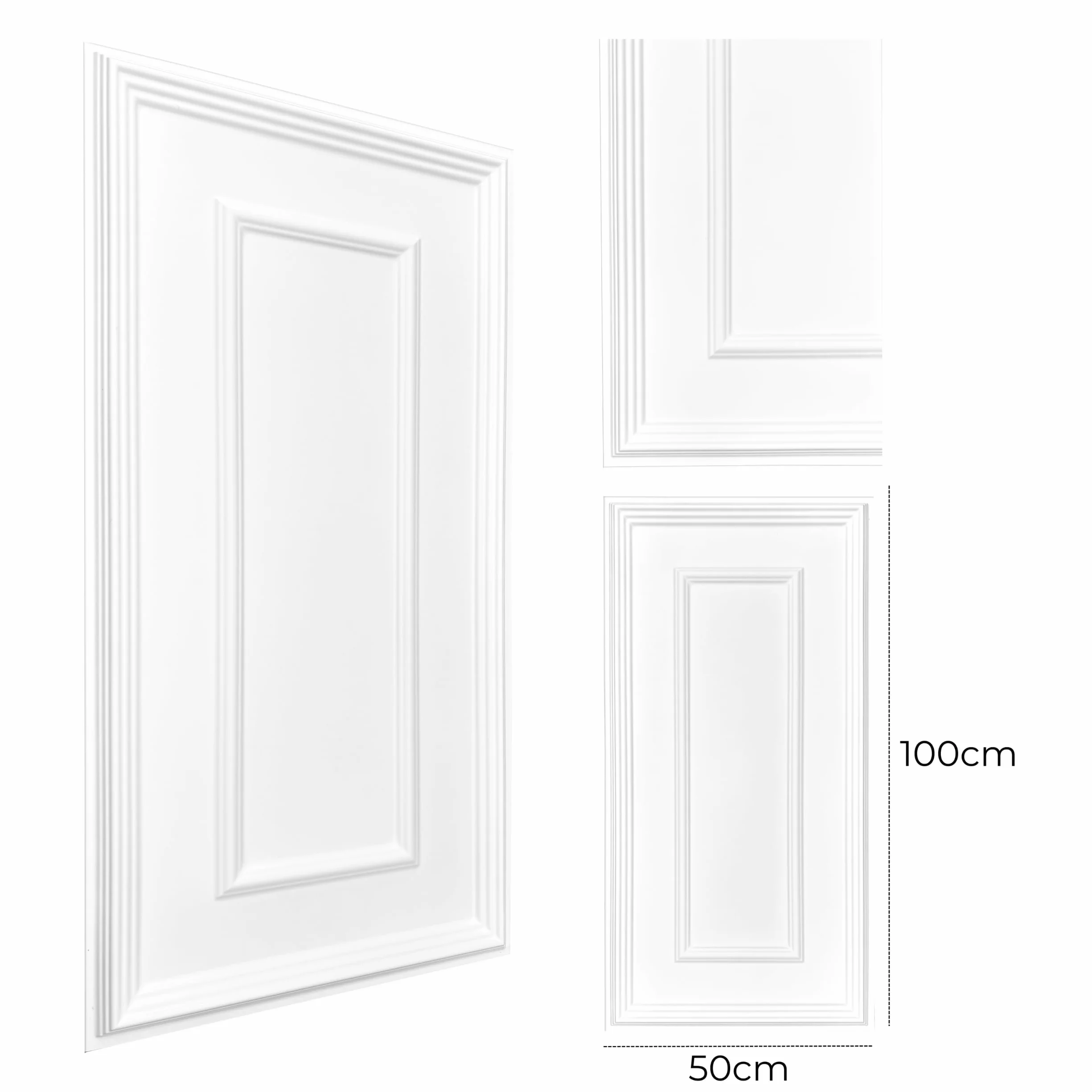 Lot de 10 panneaux muraux 3D en plastique PVC, 100 x 50 cm, design italien, aspect moulure classique, imperméable, revêtement mural moderne, pour salon, chambre à coucher et couloir (blanc TD100)