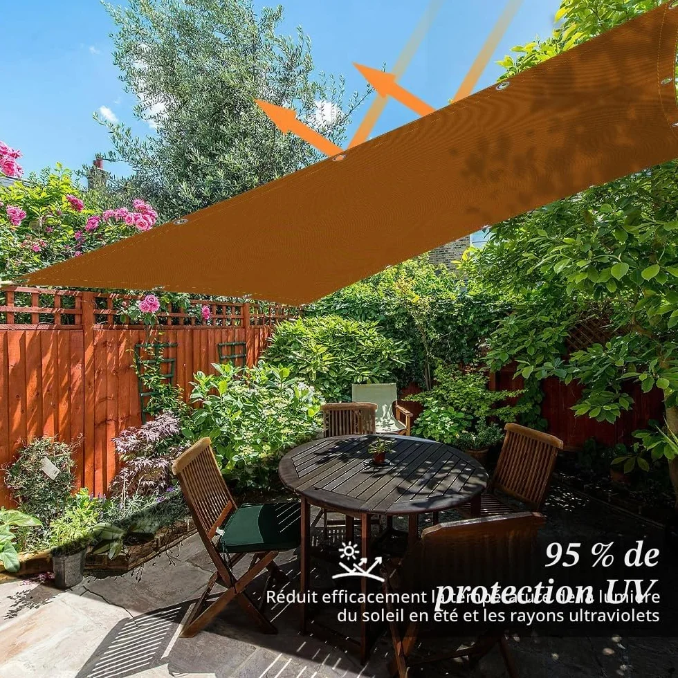 Voile d'ombrage rectangulaire imperméable 95% UV protection 3x4m crème