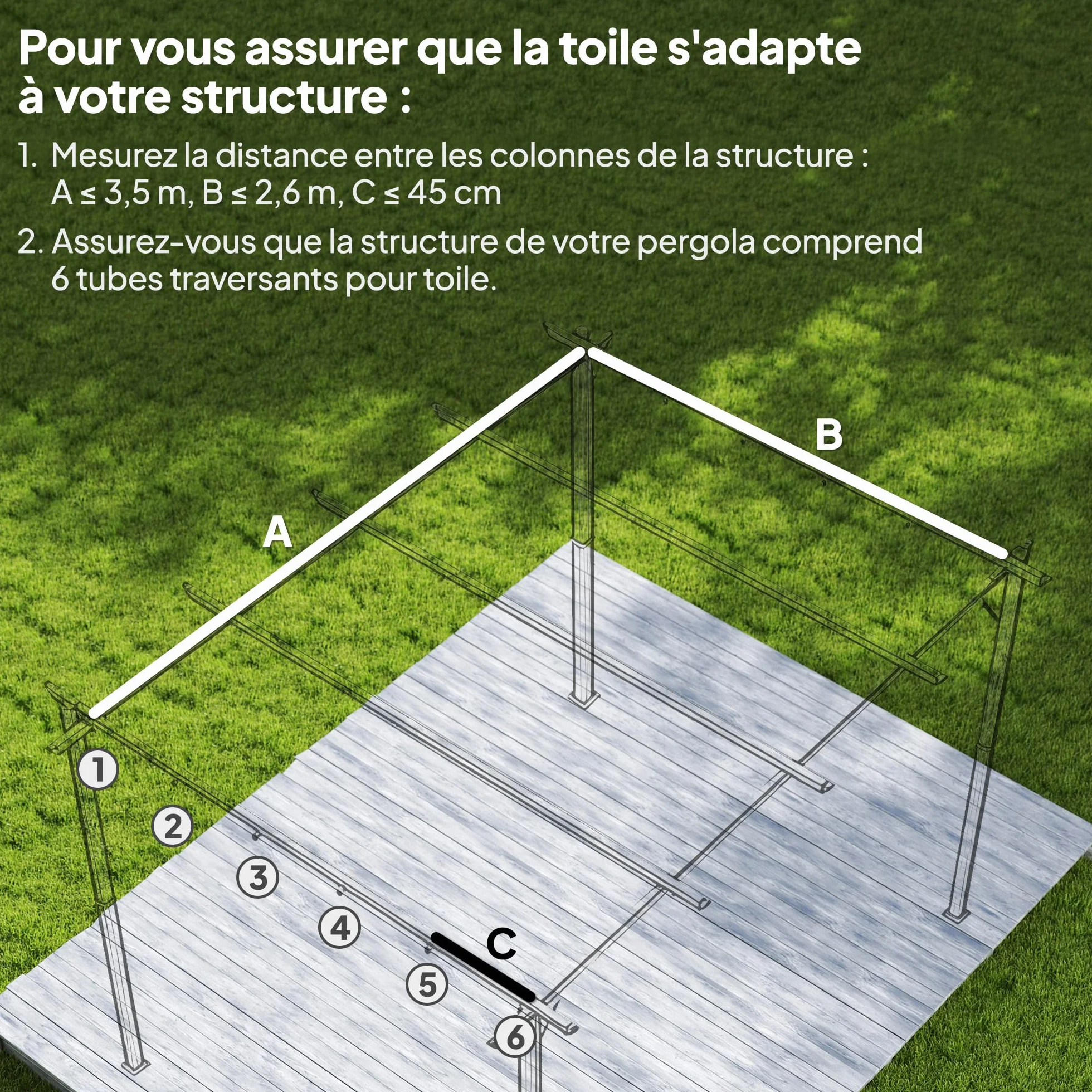 Outsunny Toile de Toit pour Pergola Tonnelle Rétractable 4 x 3 m 350 x 260 cm Beige