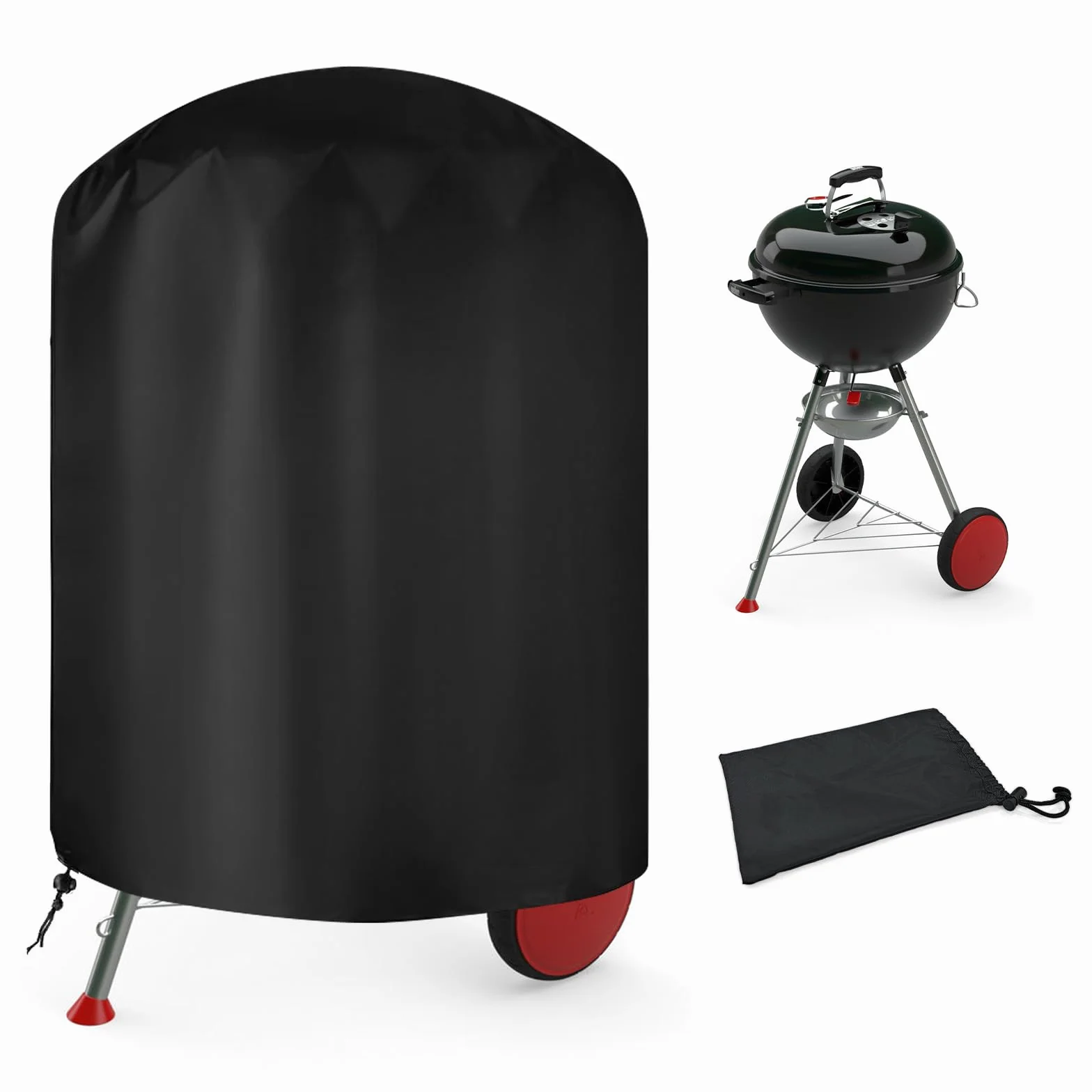 Housse Barbecue Exterieur Rond 210D Oxford Anti-UV Anti-l'eau Ø61x72cm Noir