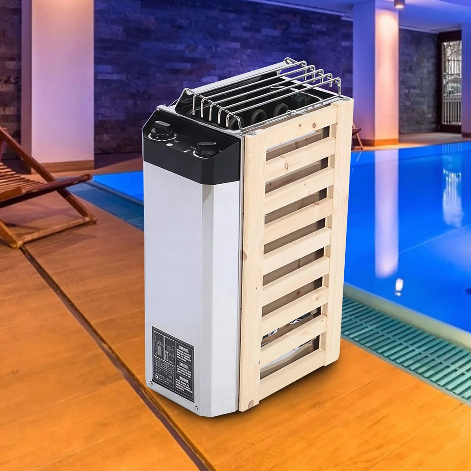 01 Poêle de Sauna, poêle de Sauna en Acier Inoxydable en Acier Inoxydable, Tube de Chauffage électrique de qualité 3KW Longues Heures de Travail pour Appartement d'hôtel
