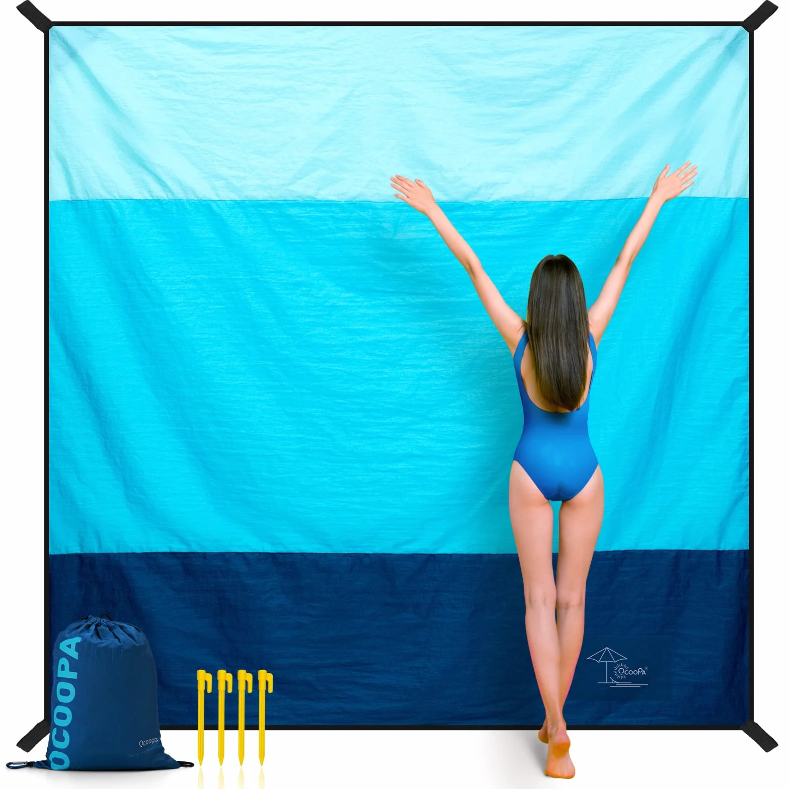 OCOOPA Grande Couverture de Plage 210 x 200cm Imperméable Anti Sable Pique-Nique