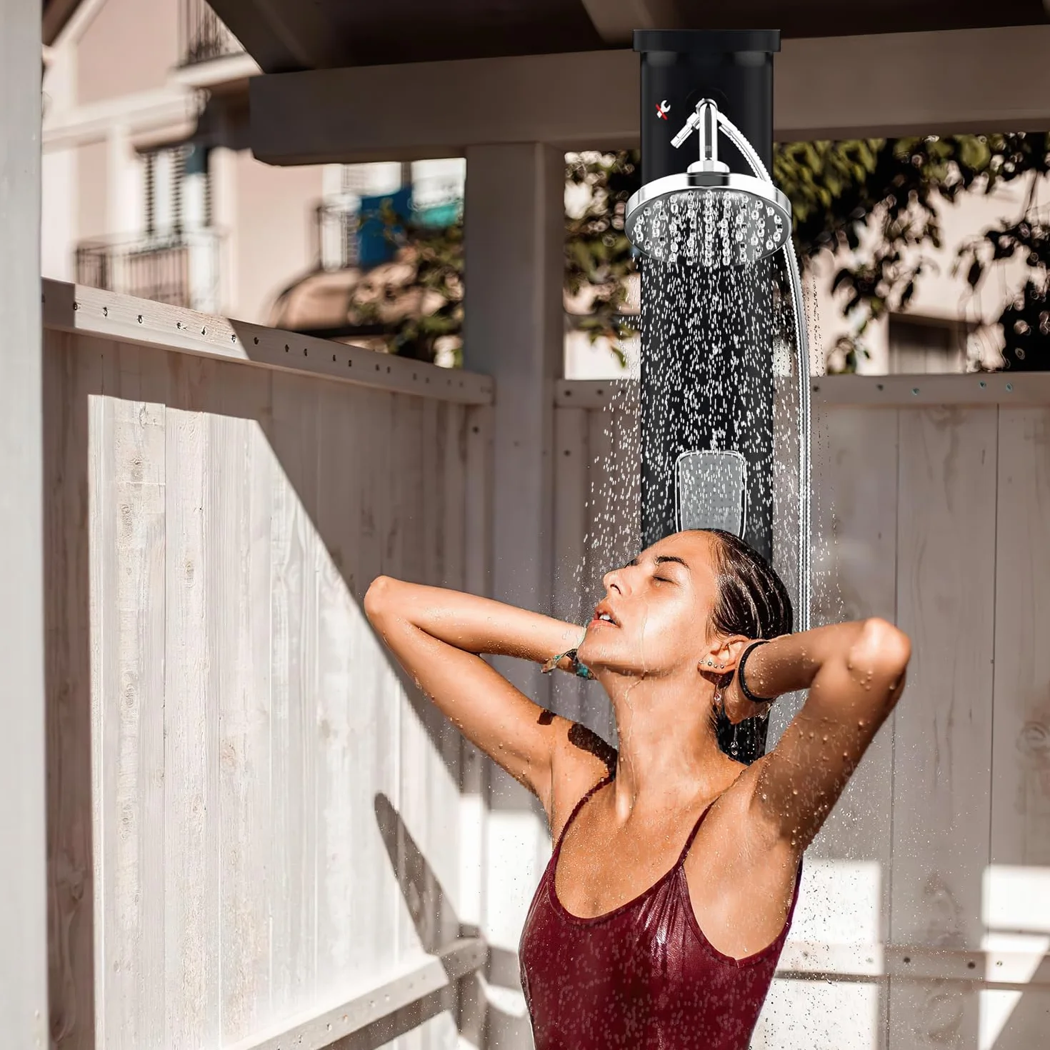 Herrselsam Douche solaire 20 l Jardin eau chaude max. 60 °C sans raccordement électrique Piscine Camping