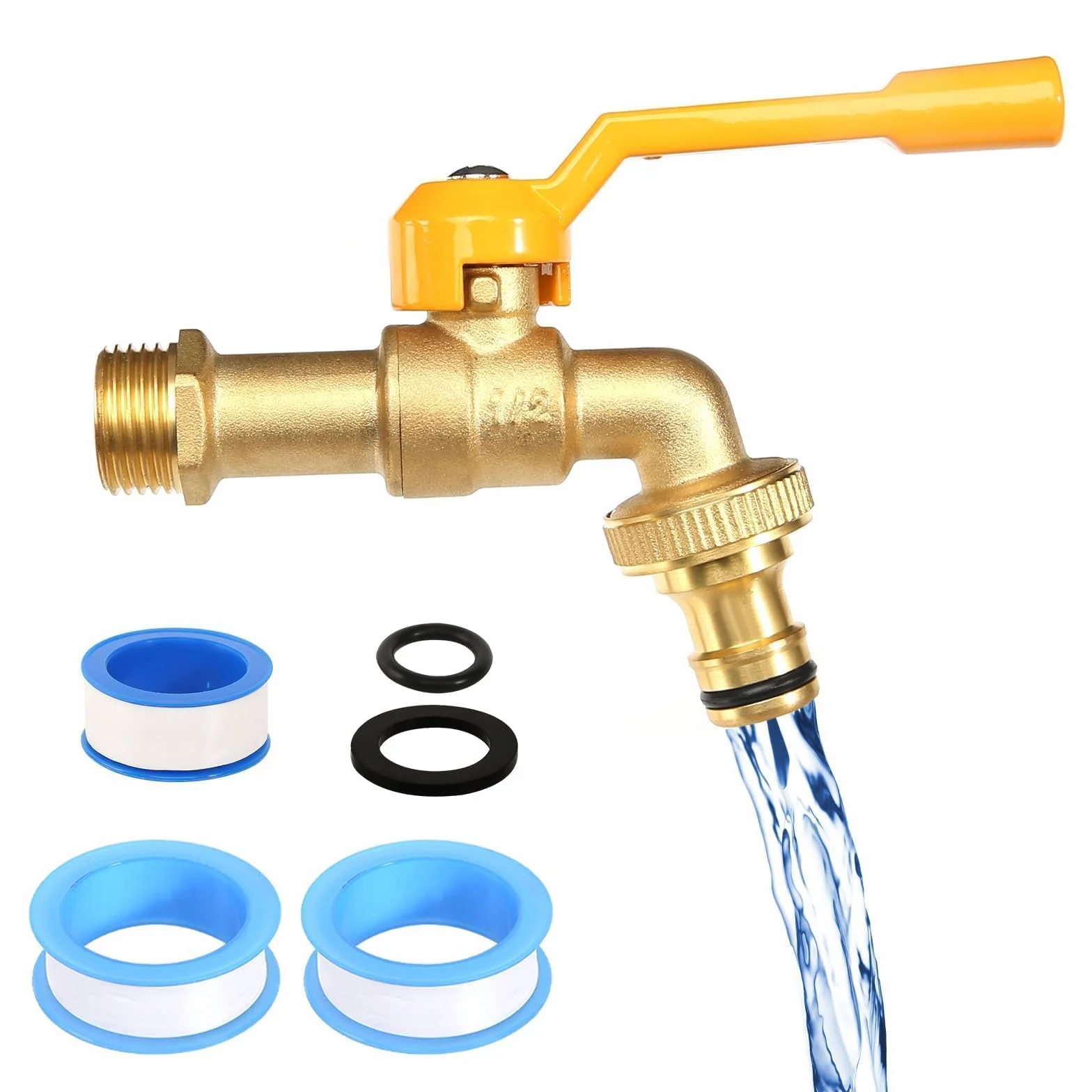 Robinet de Jardin en Laiton 1/2'' Résistant au Gel pour Réservoir Seau de Pluie