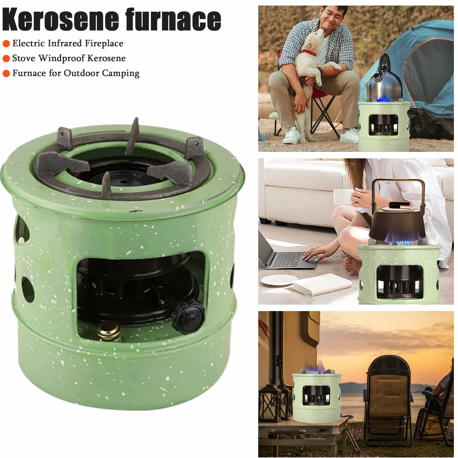 Mini poêle à pétrole 3 L 12 mèches chauffage portable pour intérieur garage terrasse