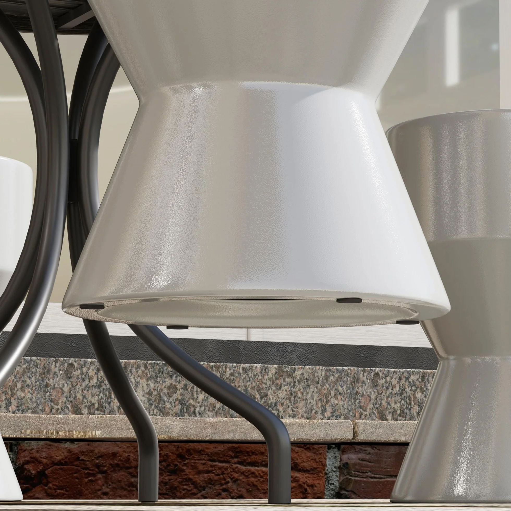 Outsunny Tabouret en céramique 120 kg 33 x 45,5 cm Résistant aux intempéries Gris clair