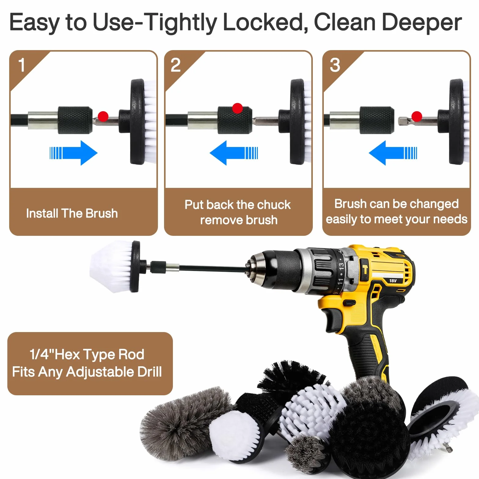 Brosse Multifonctionnelle pour Perceuse Électrique - Kit de Nettoyage avec 24 Pièces, Inclut des Brosses pour Salle de Bain, Cuisine, Baignoire, Carreaux et Voiture