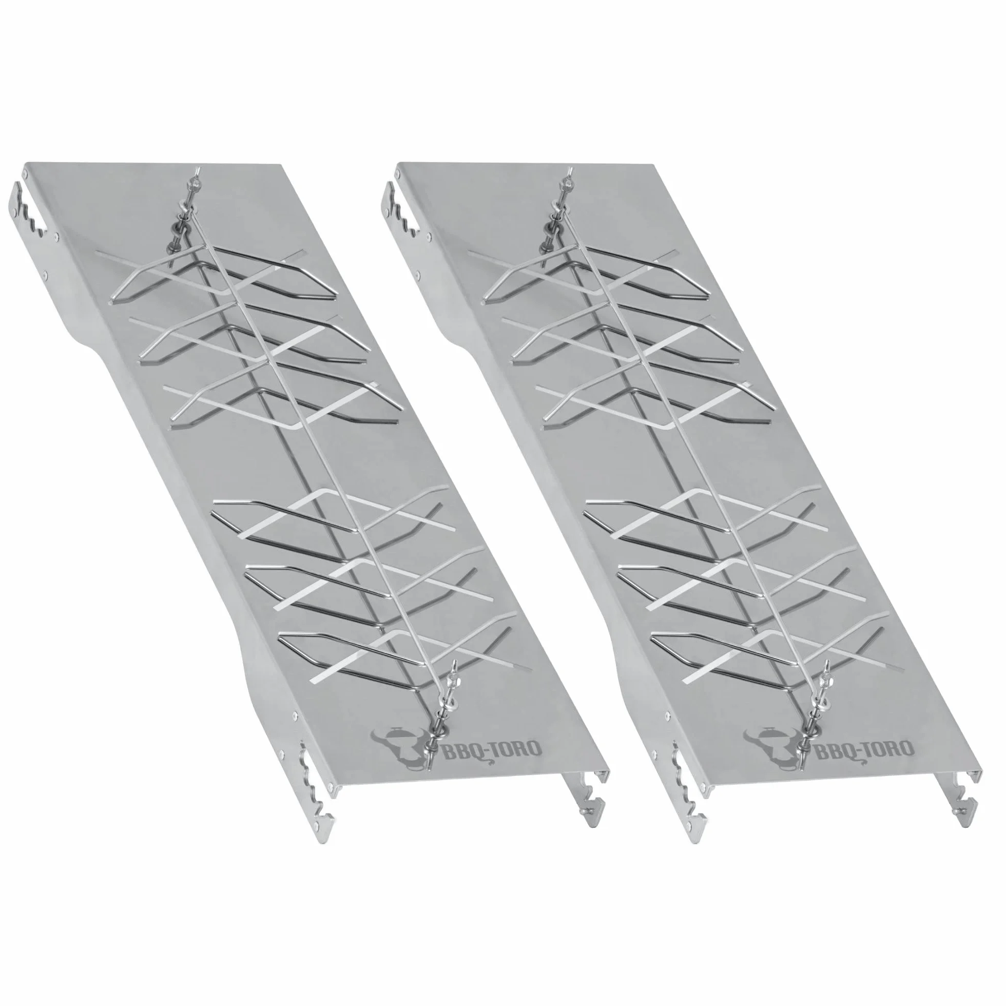 BBQ-TORO Lot de 4 Planches à Saumon en Acier Inoxydable pour Fumage et Grillades avec Inclinaison réglable