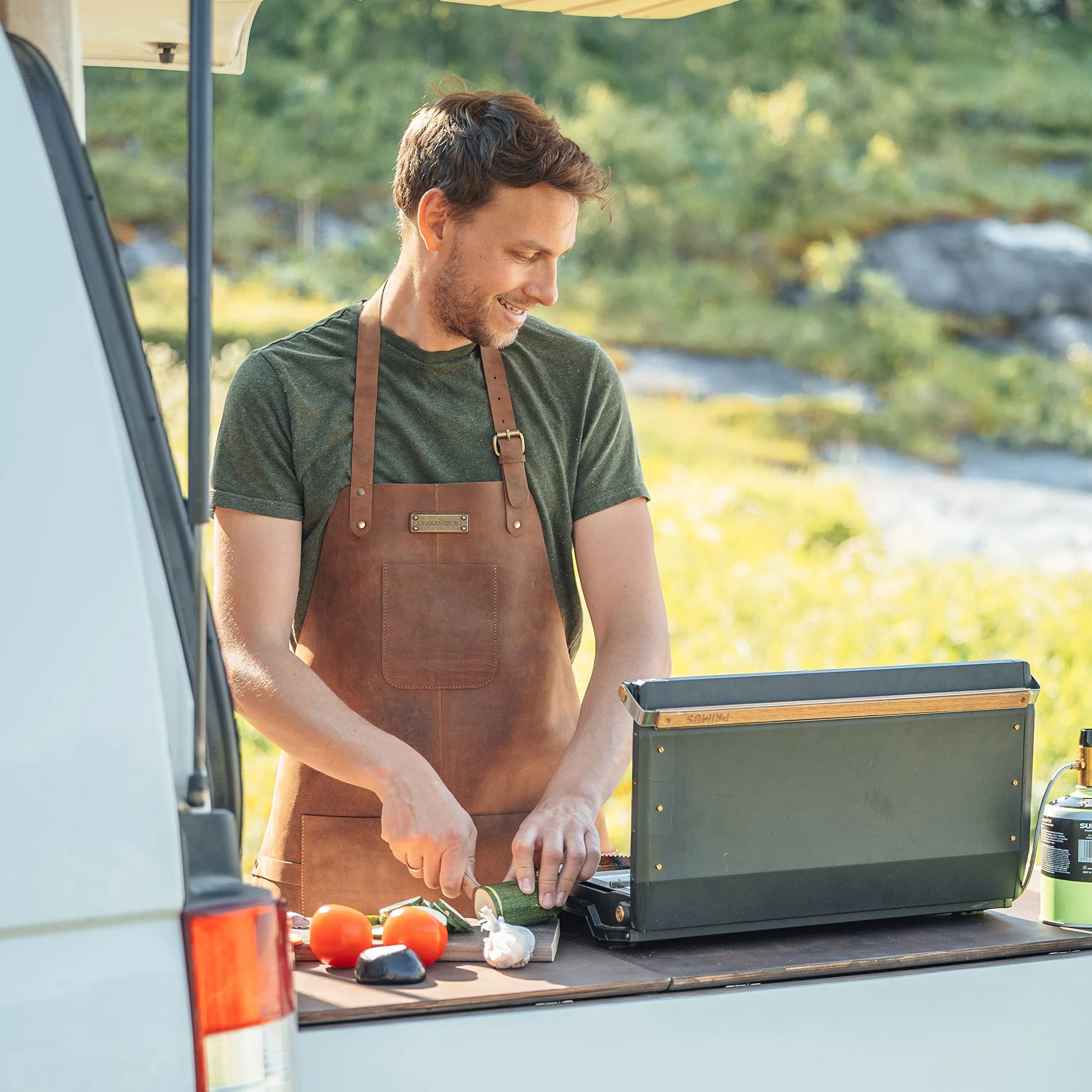 DRAKENSBERG Tablier de barbecue Bob professionnel pour BBQ gastro bar barista hommes fait main