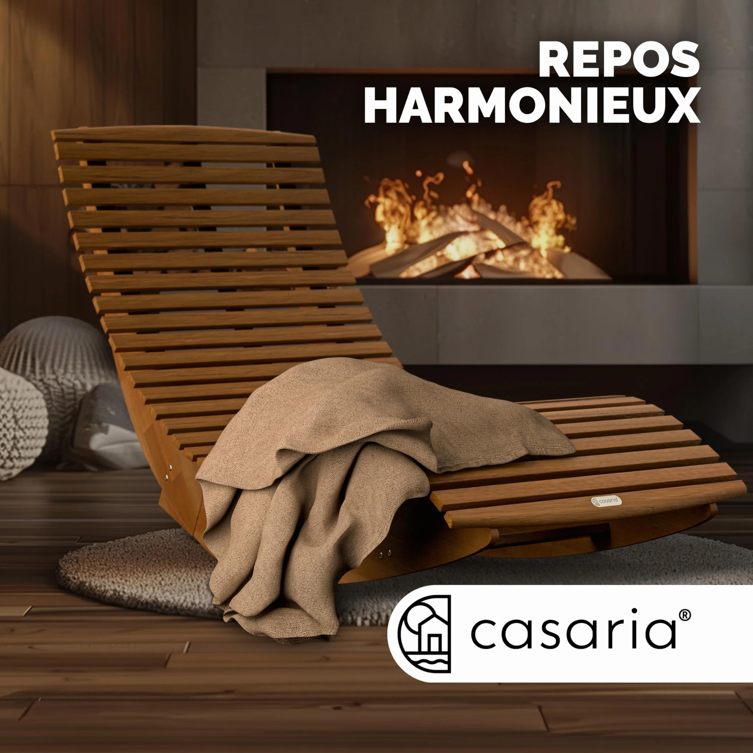 Casaria Chaise Longue à Bascule Pliable en Bois d'Acacia Certifié FSC Transat Ergonomique Jardin