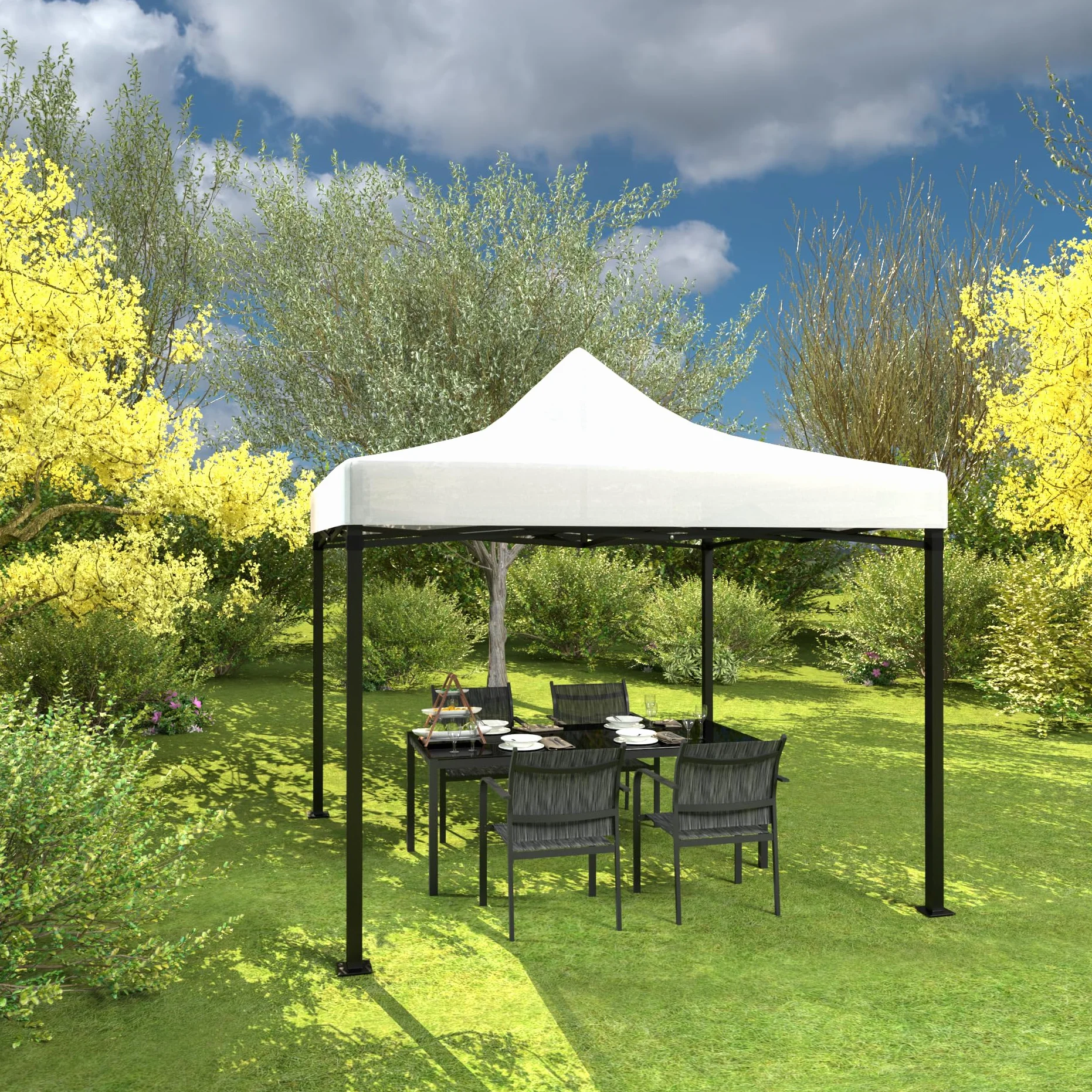 Rebecca Mobili Housse De Remplacement pour Gazebo 3 x 3 Mètres Blanc Polyester Oxford 800D Etanche