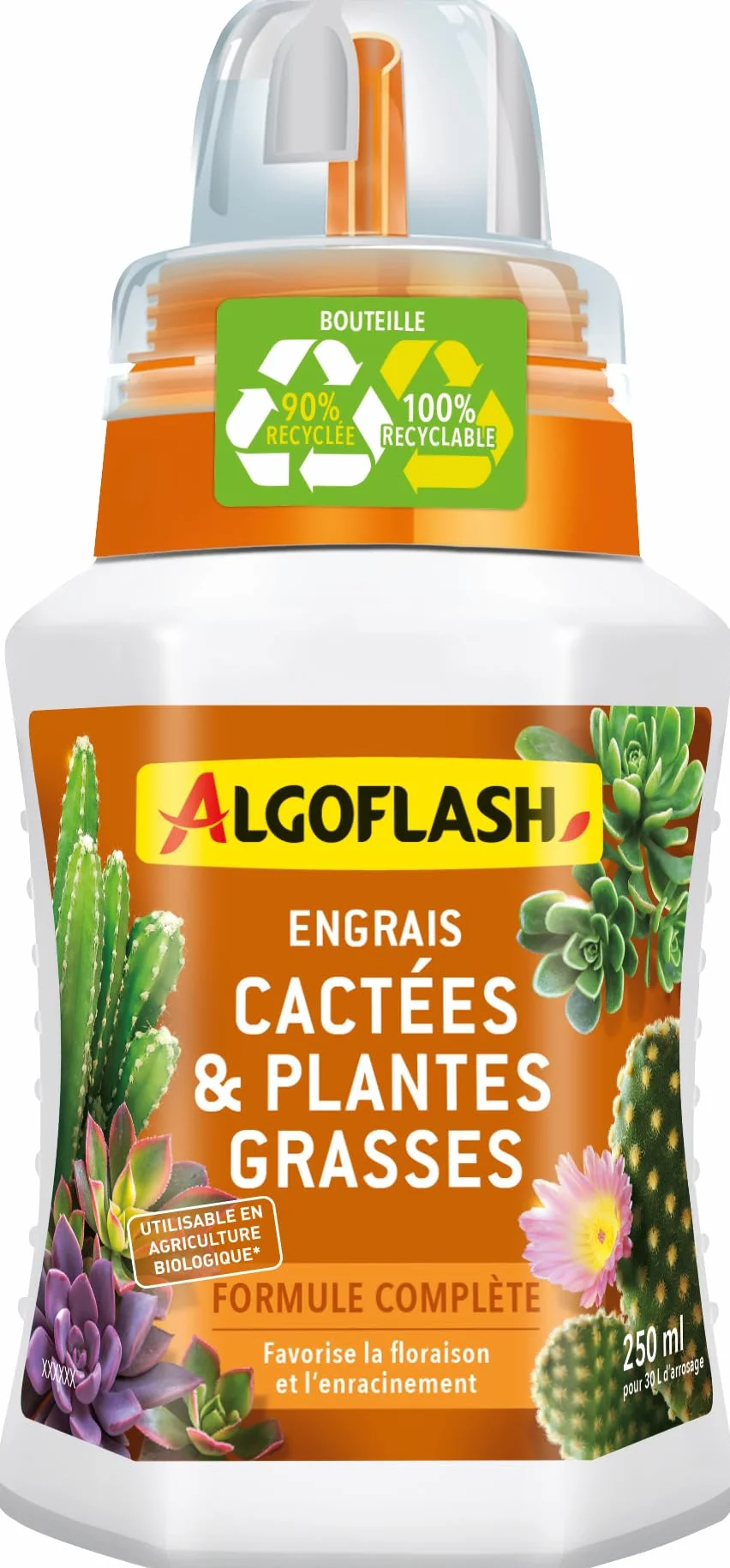 Algoflash Engrais Liquide Cactées et Plantes Grasses 250 ML, Utilisable en Agriculture Biologique